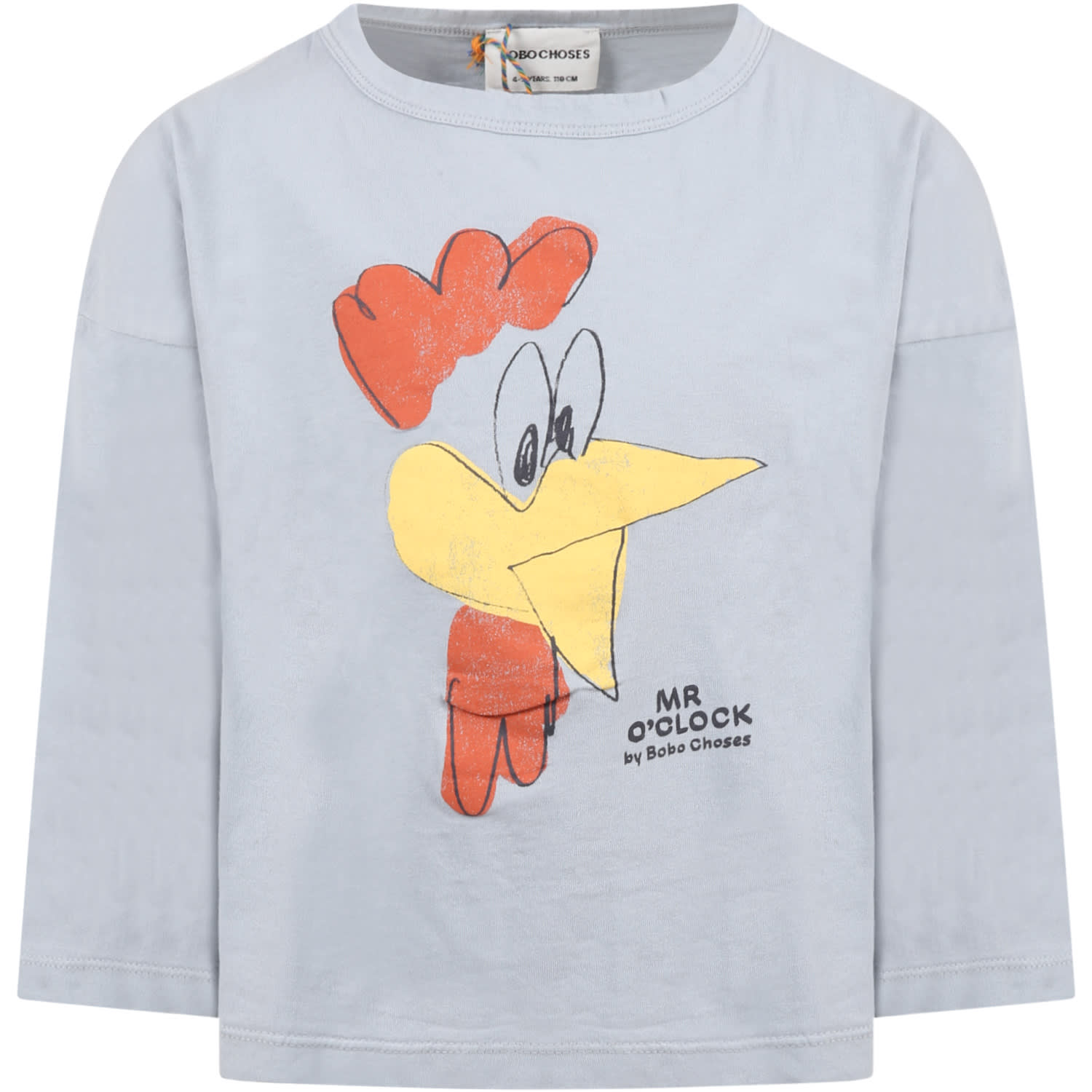Bobo Choses Light-blue T-shirt For Kids With Mr. Oclock Rooster