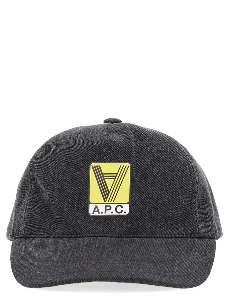 Apc Baseball Hat With Logo In Washed Black