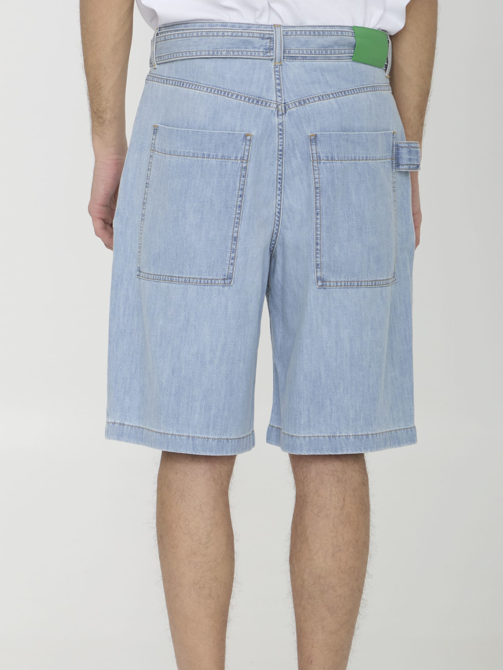 Shop Bottega Veneta Shorts With Belt In Blu