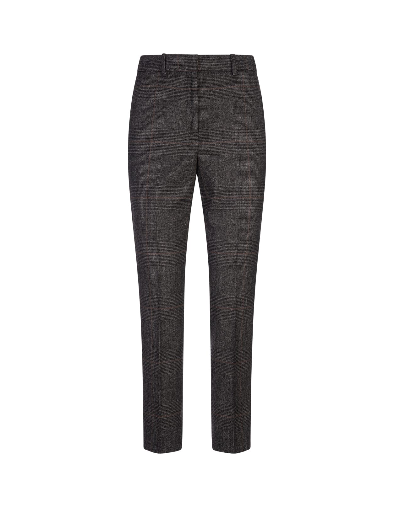 Grey Prince Of Wales Stretch Wool Tailoring Trousers