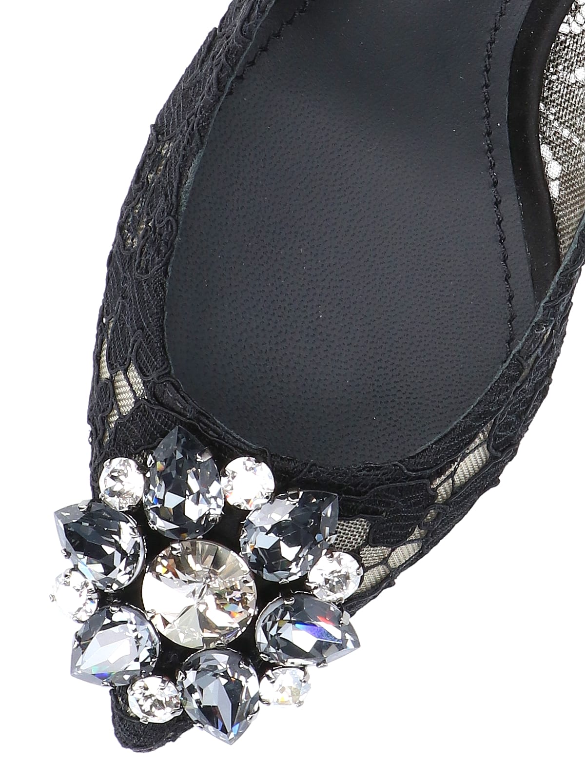 Dolce & Gabbana Scarpe Con Tacco In Pizzo Blu Notte Donna In Black