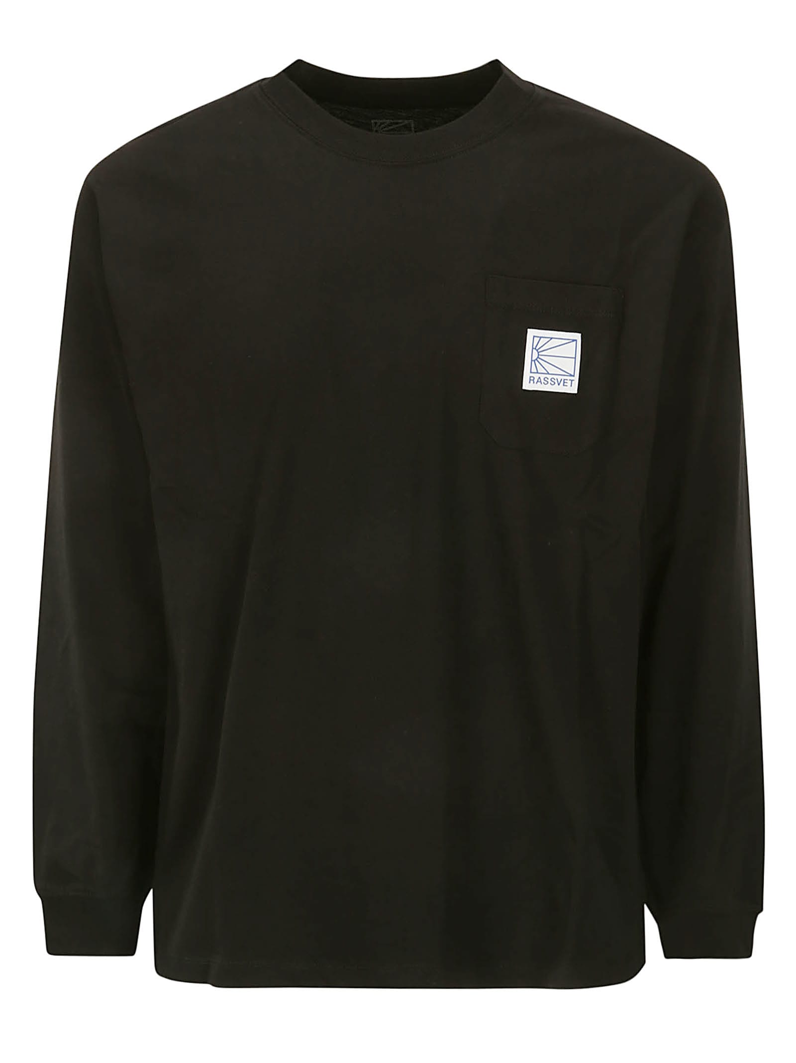 Shop Paccbet Men Pocket Tag Long Sleeve Tee Shirt Knit In Black