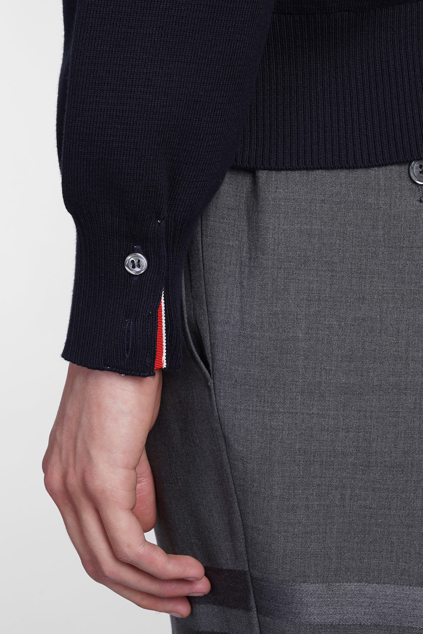 Thom Browne Contrasting Bands Hoodie In Blue