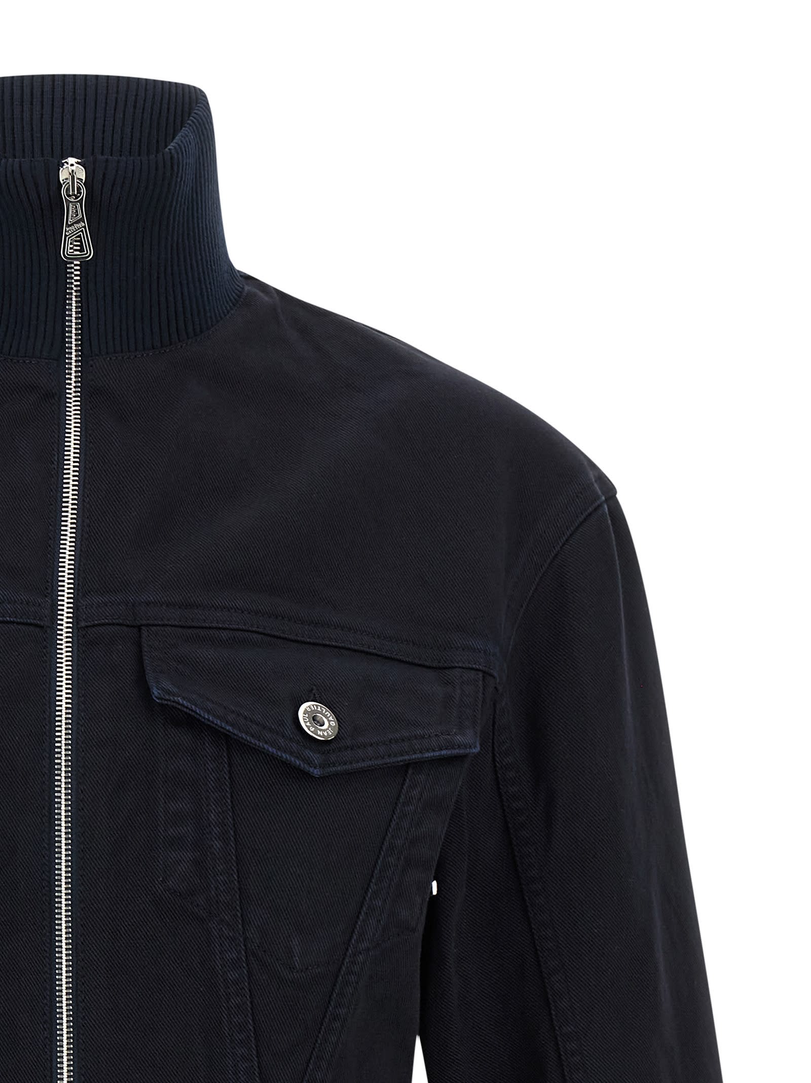 Jean Paul Gaultier The Slit Denim Puffer Jackets Blue In Blue