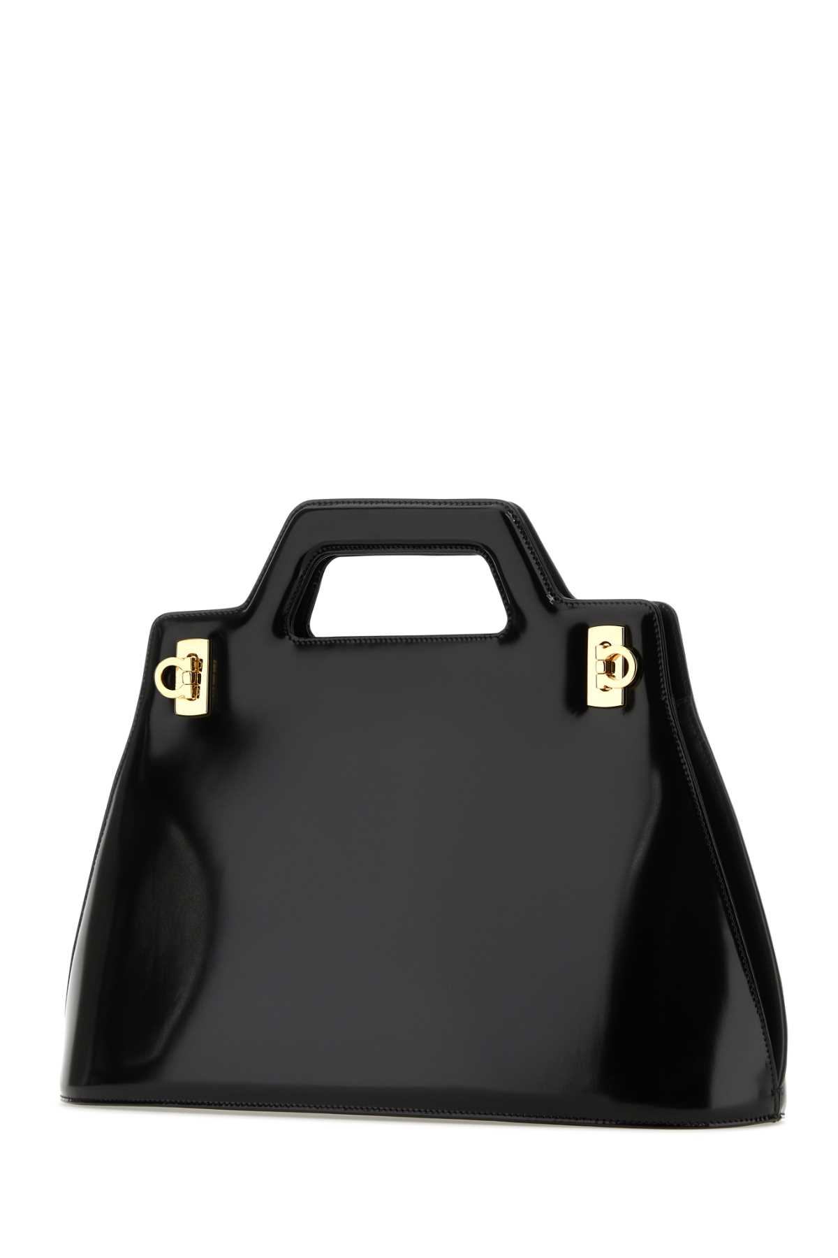 Shop Ferragamo Black Leather Wanda M Handbag In Nero