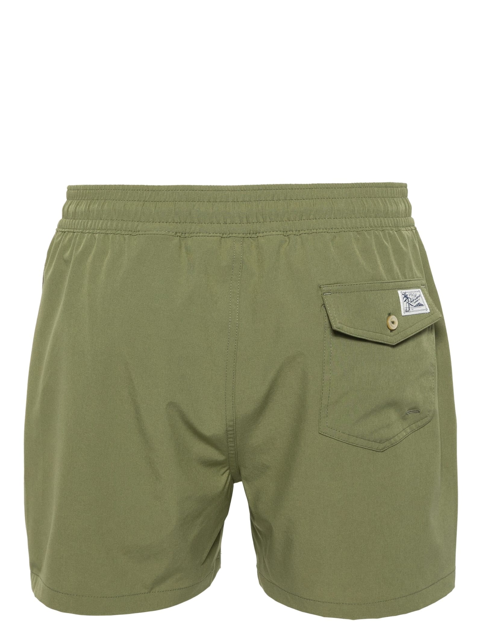 Shop Ralph Lauren Olive Green Swim Shorts With Embroidered Pony