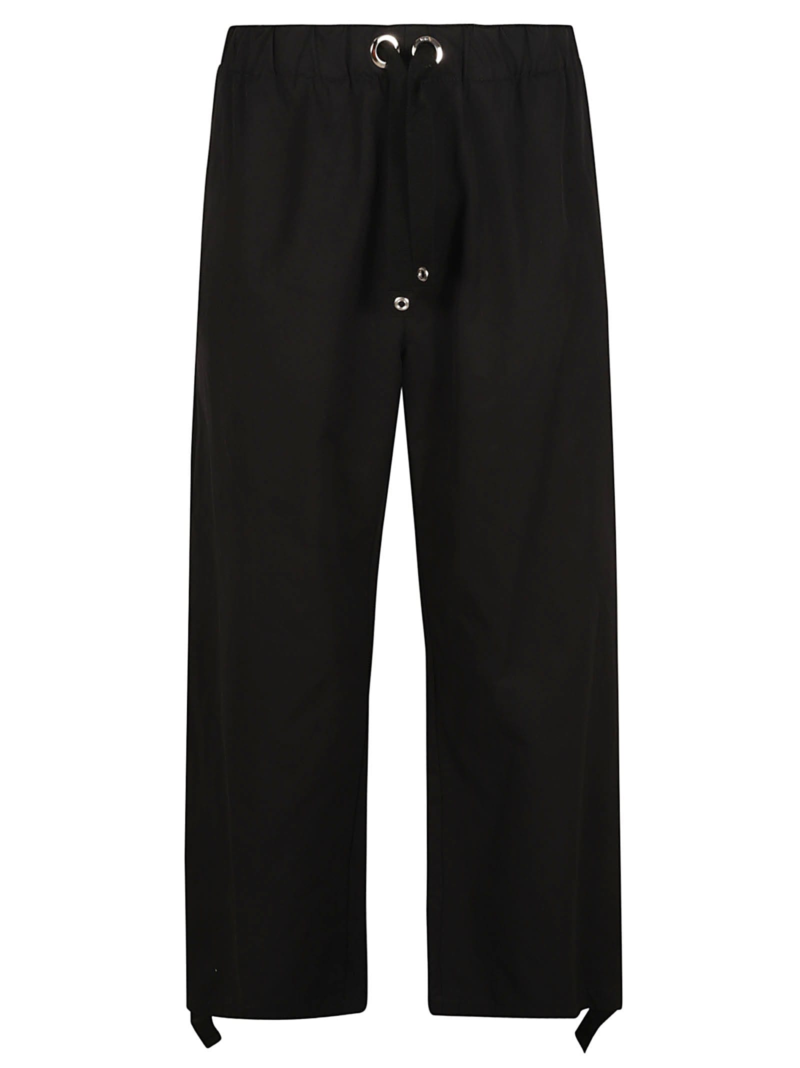 Shop Versace Lace-up Trousers In Black