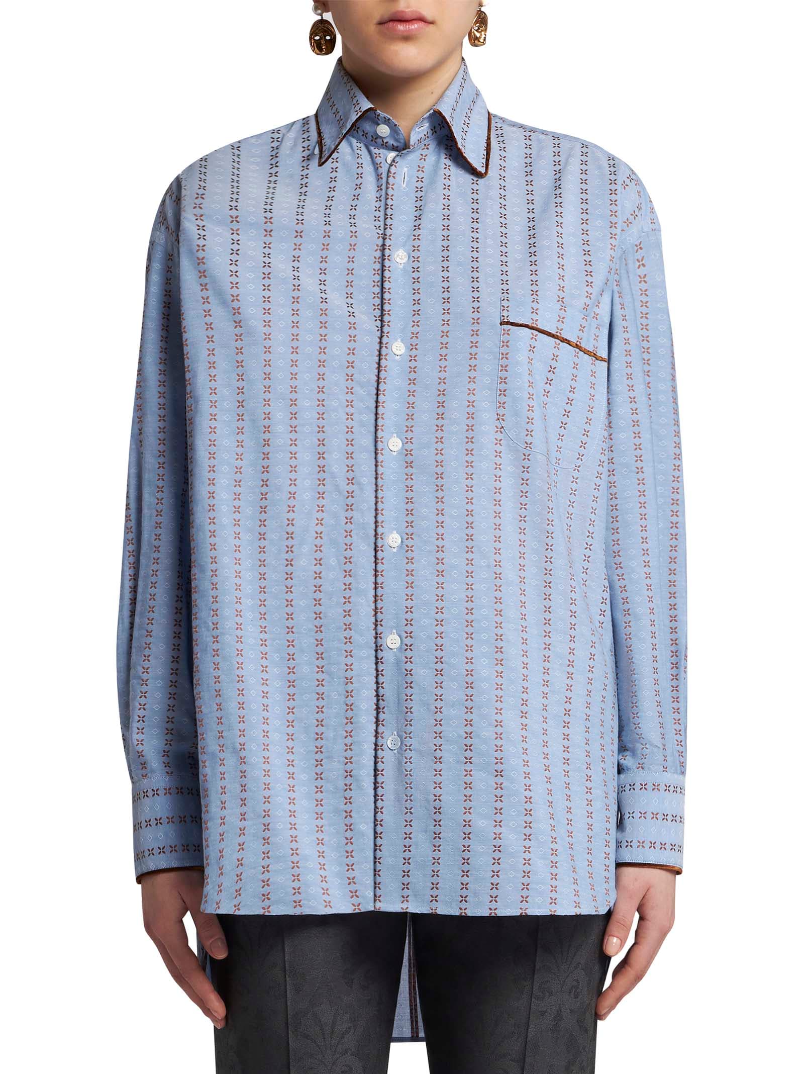 Shop Etro Shirt In Clear Blue