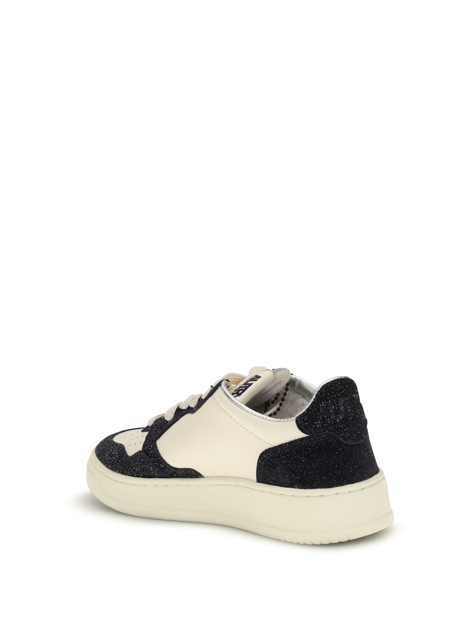 Autry Sneakers Medalist Low In Avory And Blue Leather Glittered In Multi