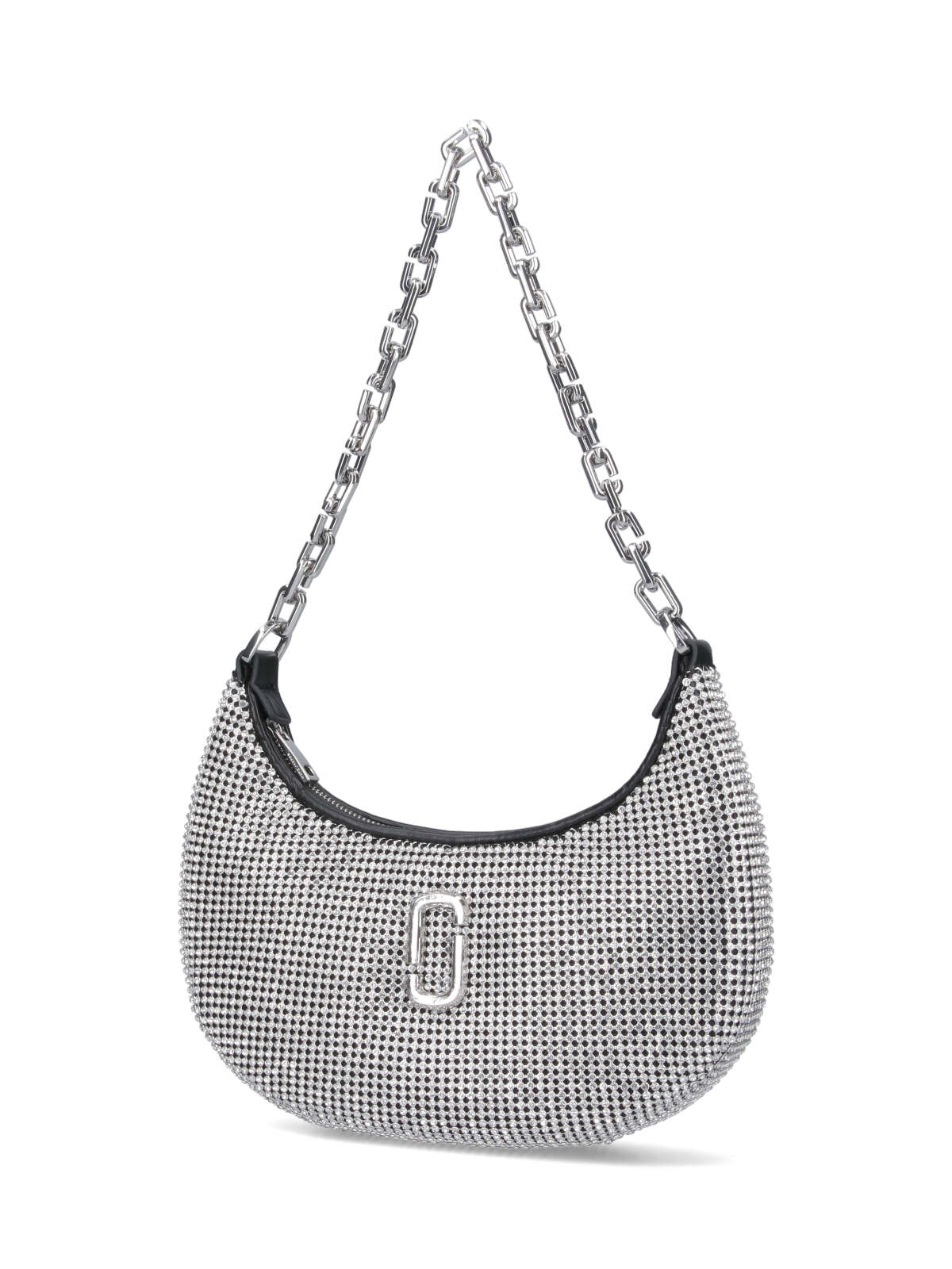 Shop Marc Jacobs Rhinestone Small Curve Shoulder Bag In Gray