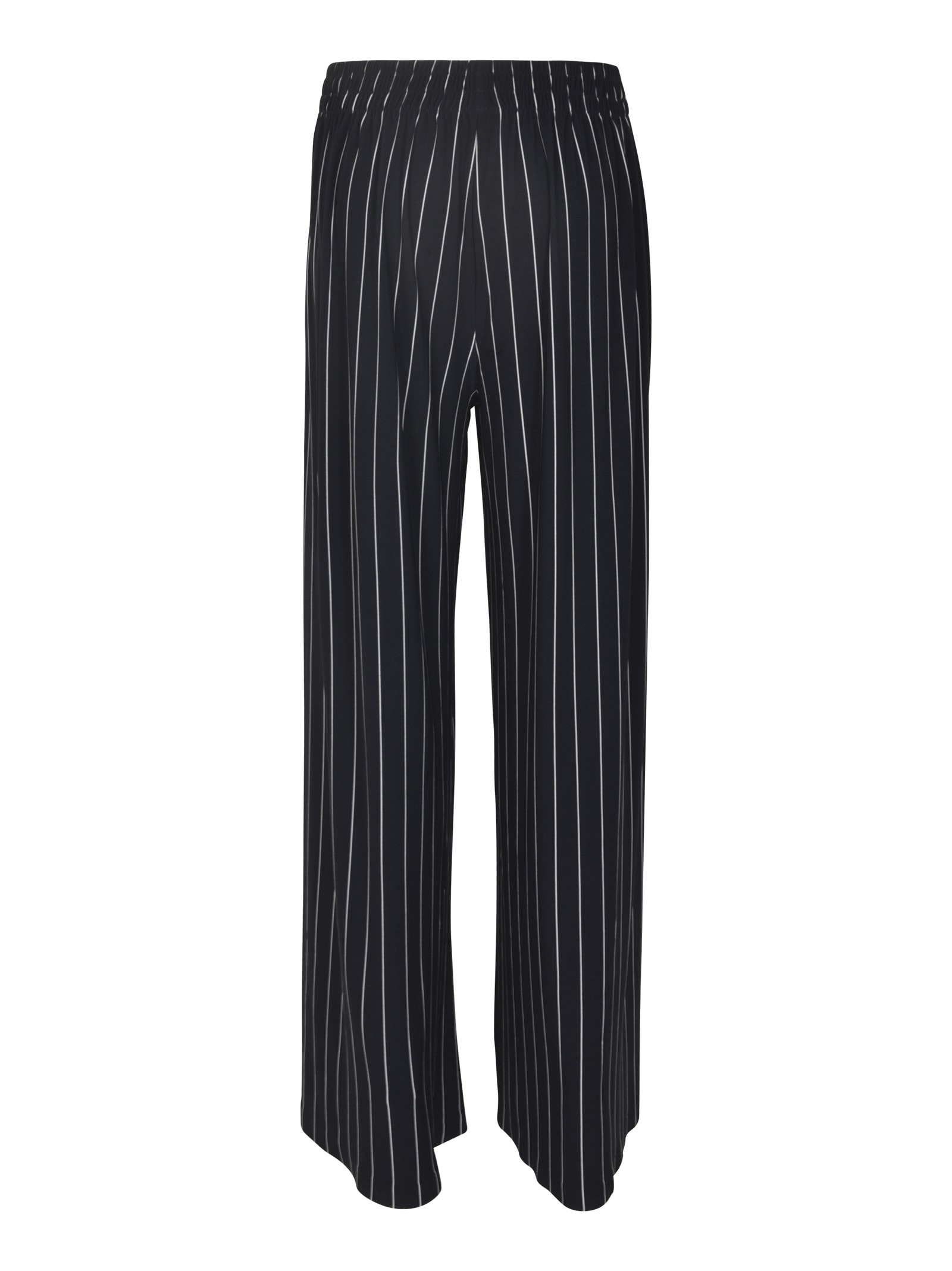 Shop Norma Kamali Elastic Waist Stripe Patterned Trousers In Blue