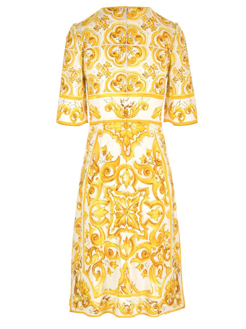 Shop Dolce & Gabbana Midi Dress In Yellow