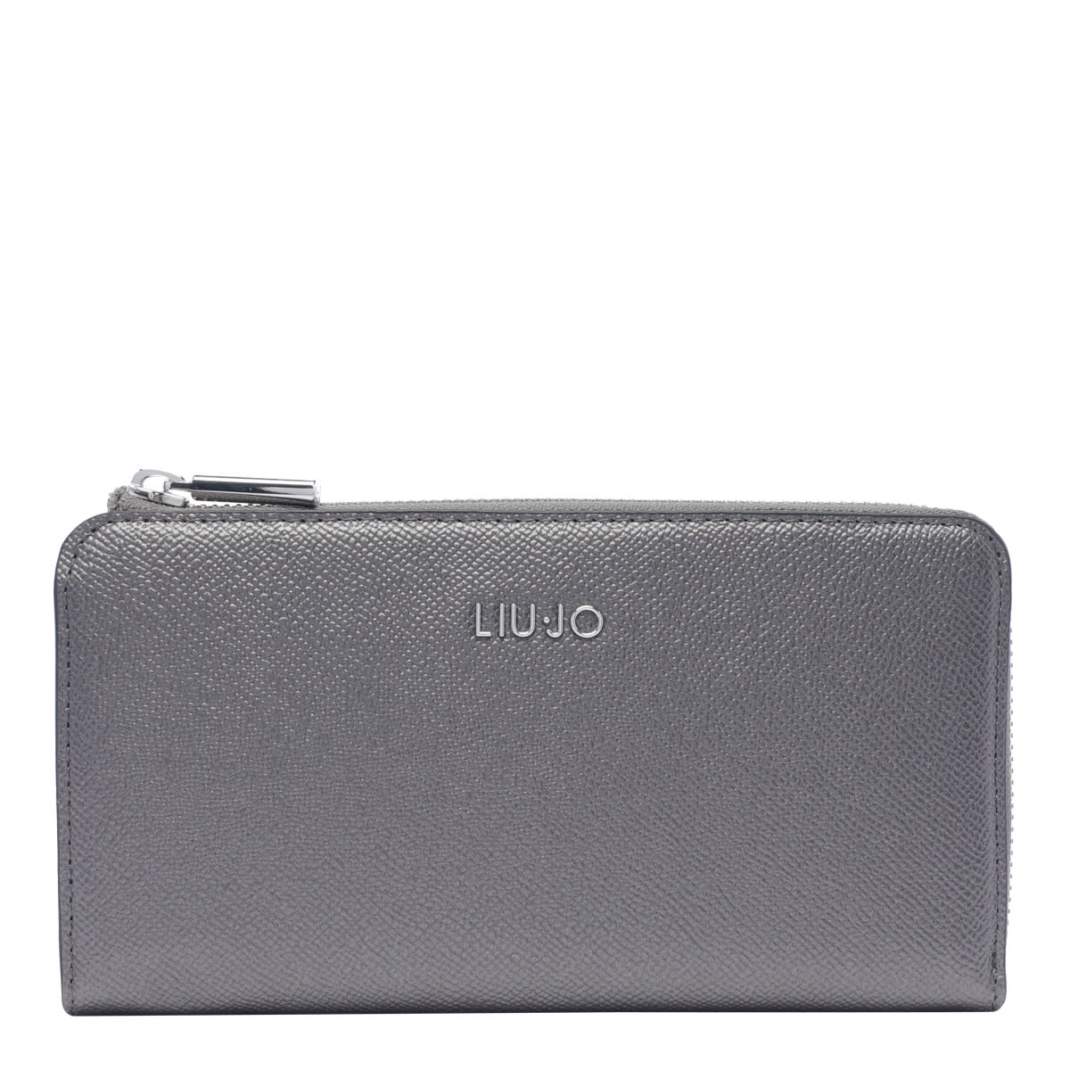 Shop Liu •jo Logo Zip Wallet In Grey