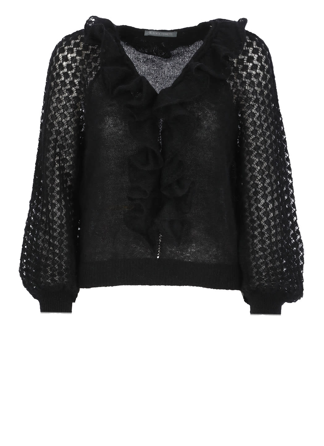 Alberta Ferretti Sweater With Rouches In Black
