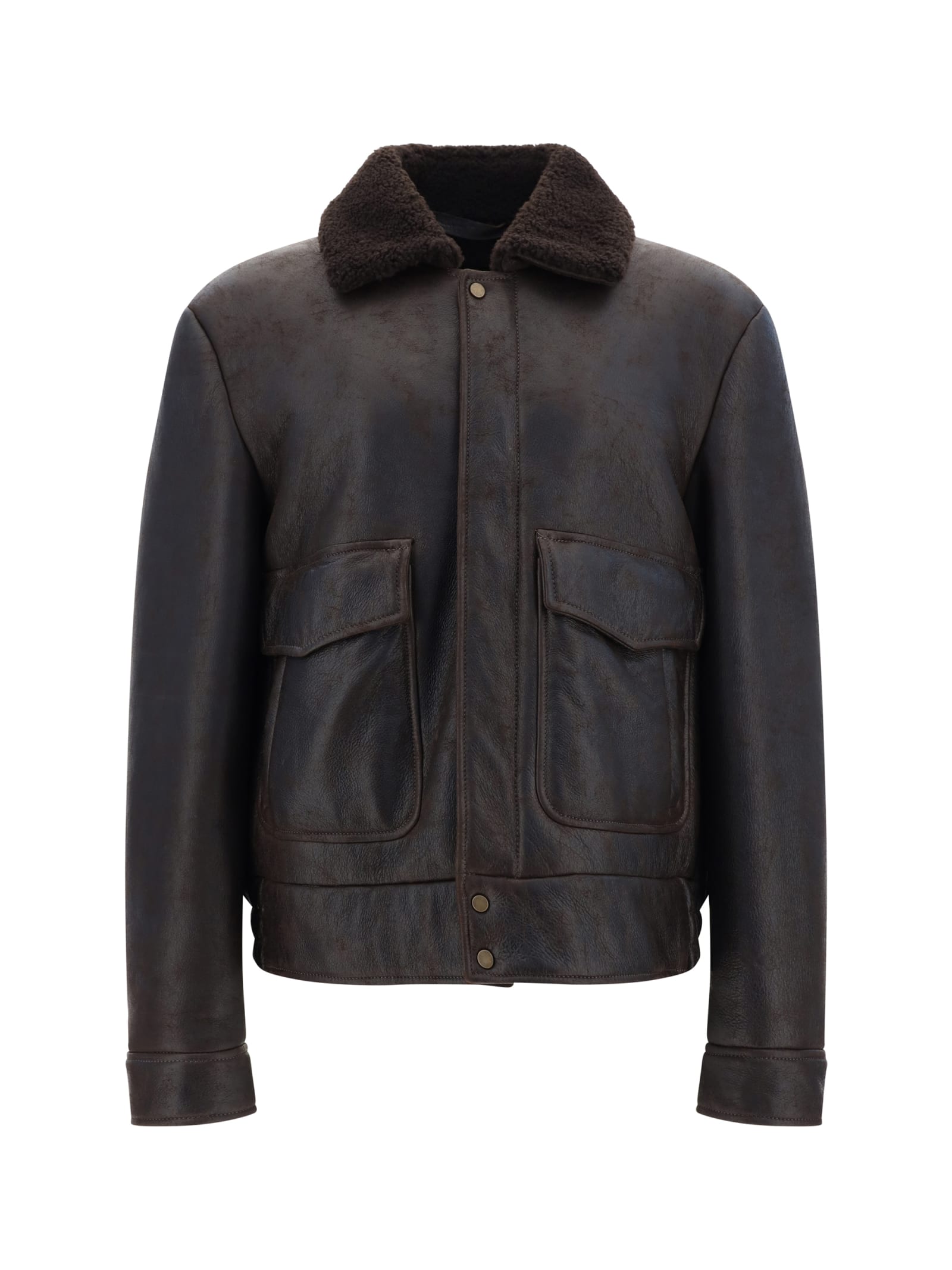 Shop Salvatore Santoro Leather Jacket In Dark Brown