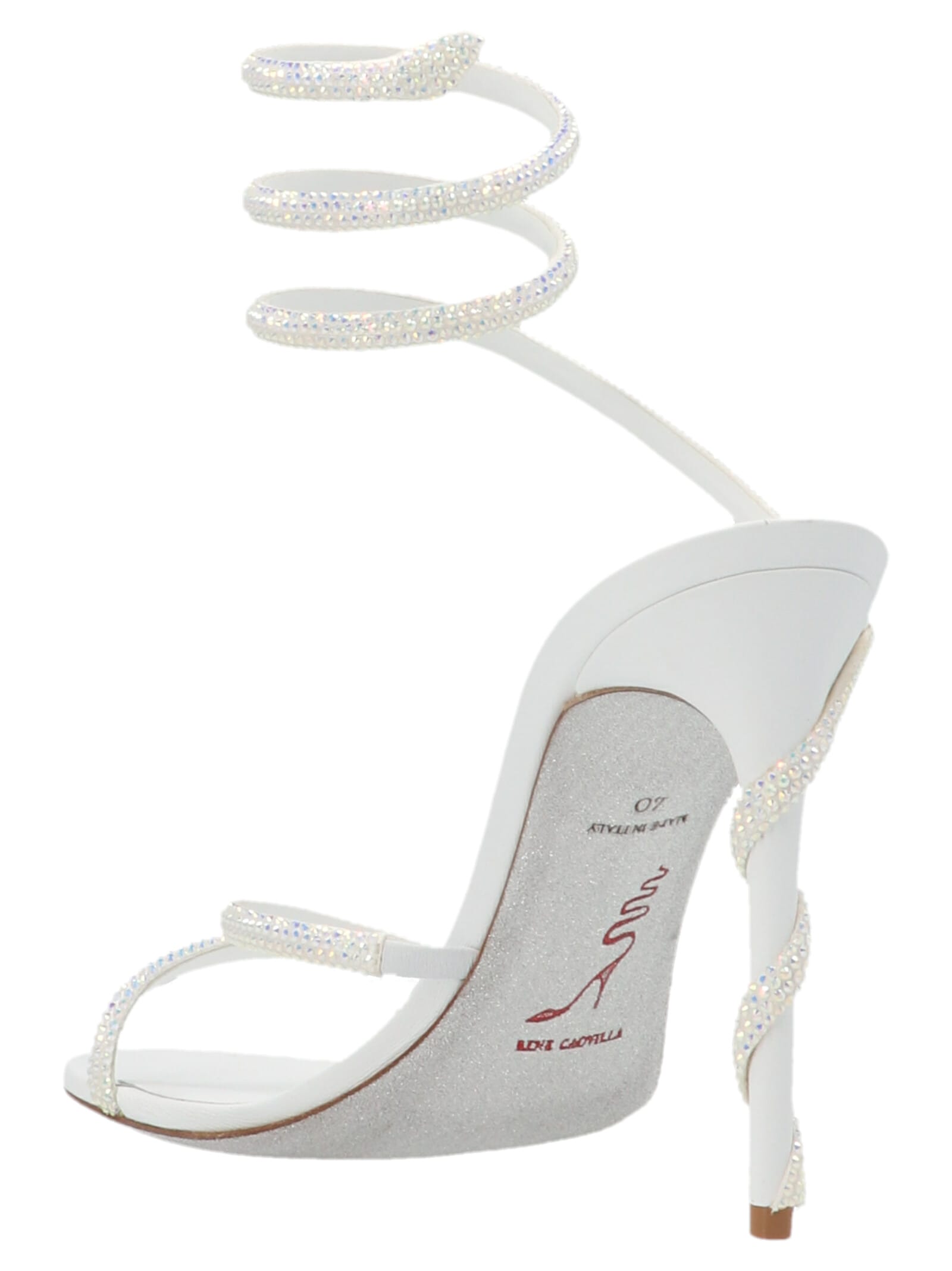 Shop René Caovilla Margot Sandals In White