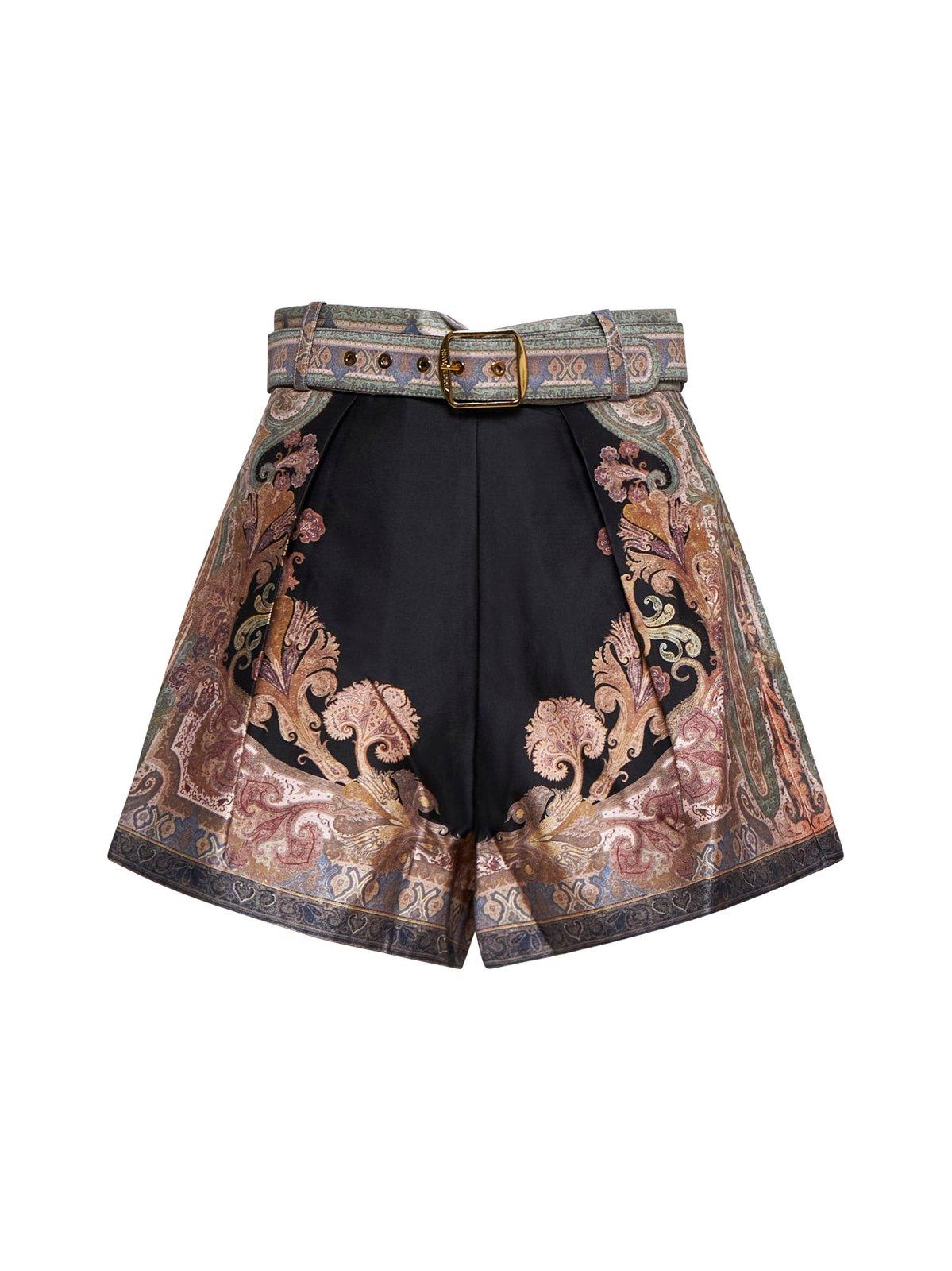 Shop Zimmermann Illustration Tuck Shorts In Black