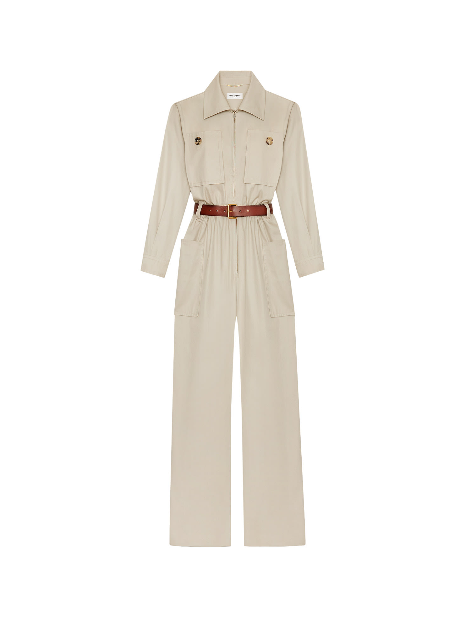 Shop Saint Laurent Jumpsuit In Beige