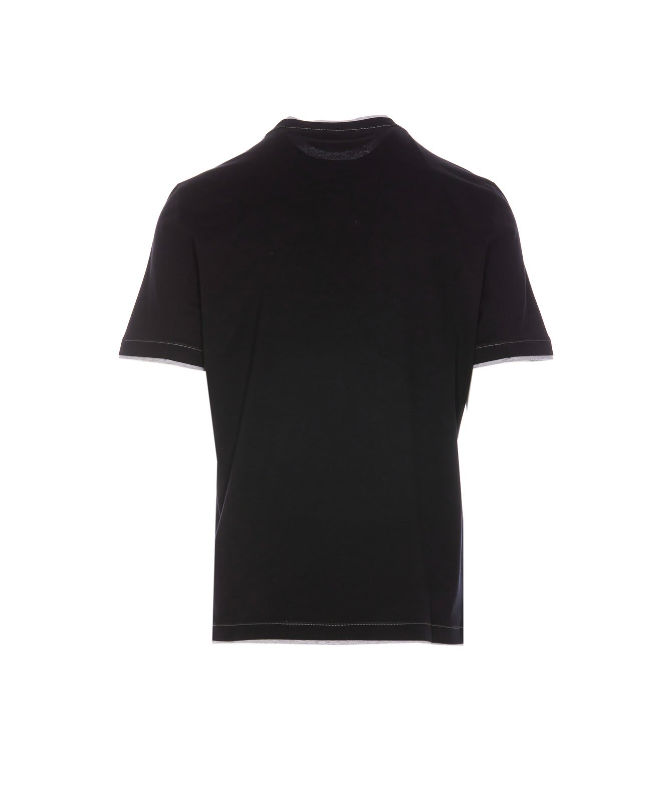 Shop Brunello Cucinelli Logo Embroidered Layered T-shirt