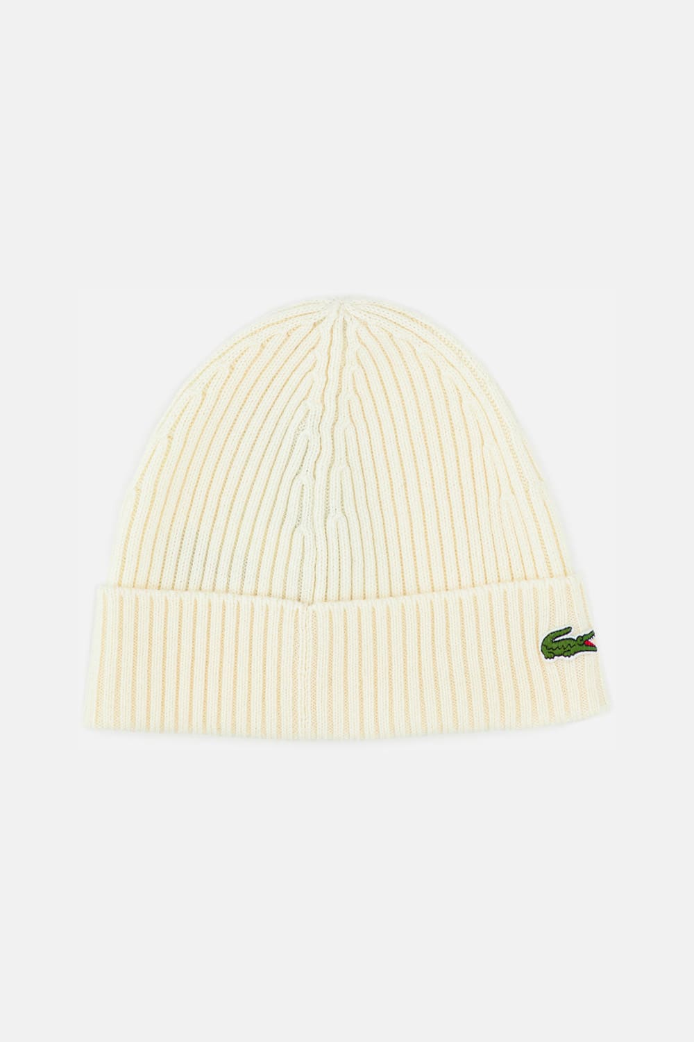Lacoste Knitted Beanie Cream In White