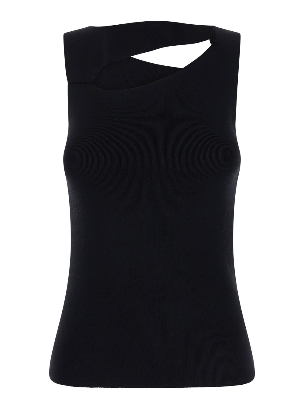Shop Semicouture Black Sleeveless Top With Cut-out At The Front And Back In Viscose Blend Woman