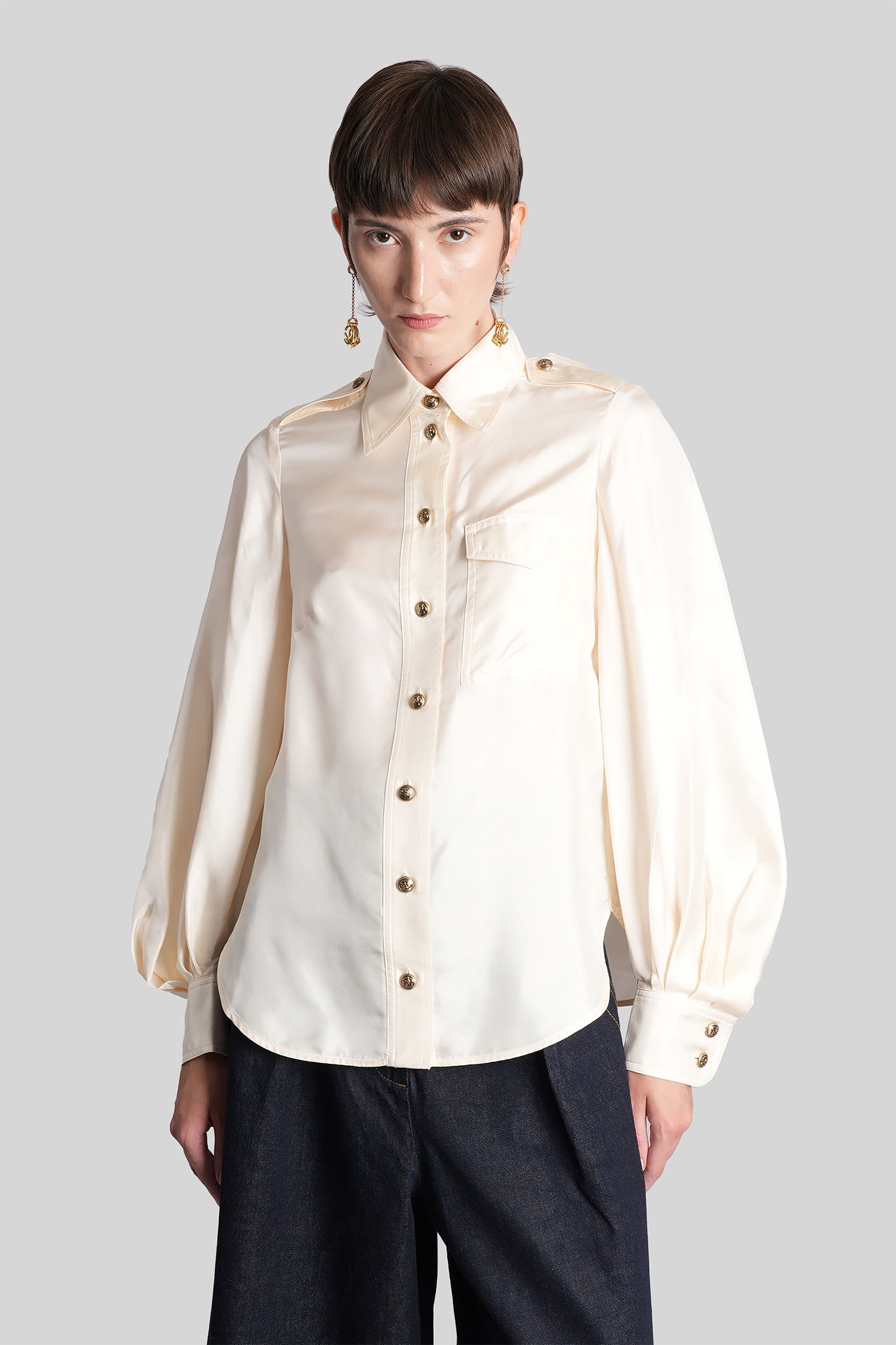 Zimmermann Shirt In Beige Silk In Neutral