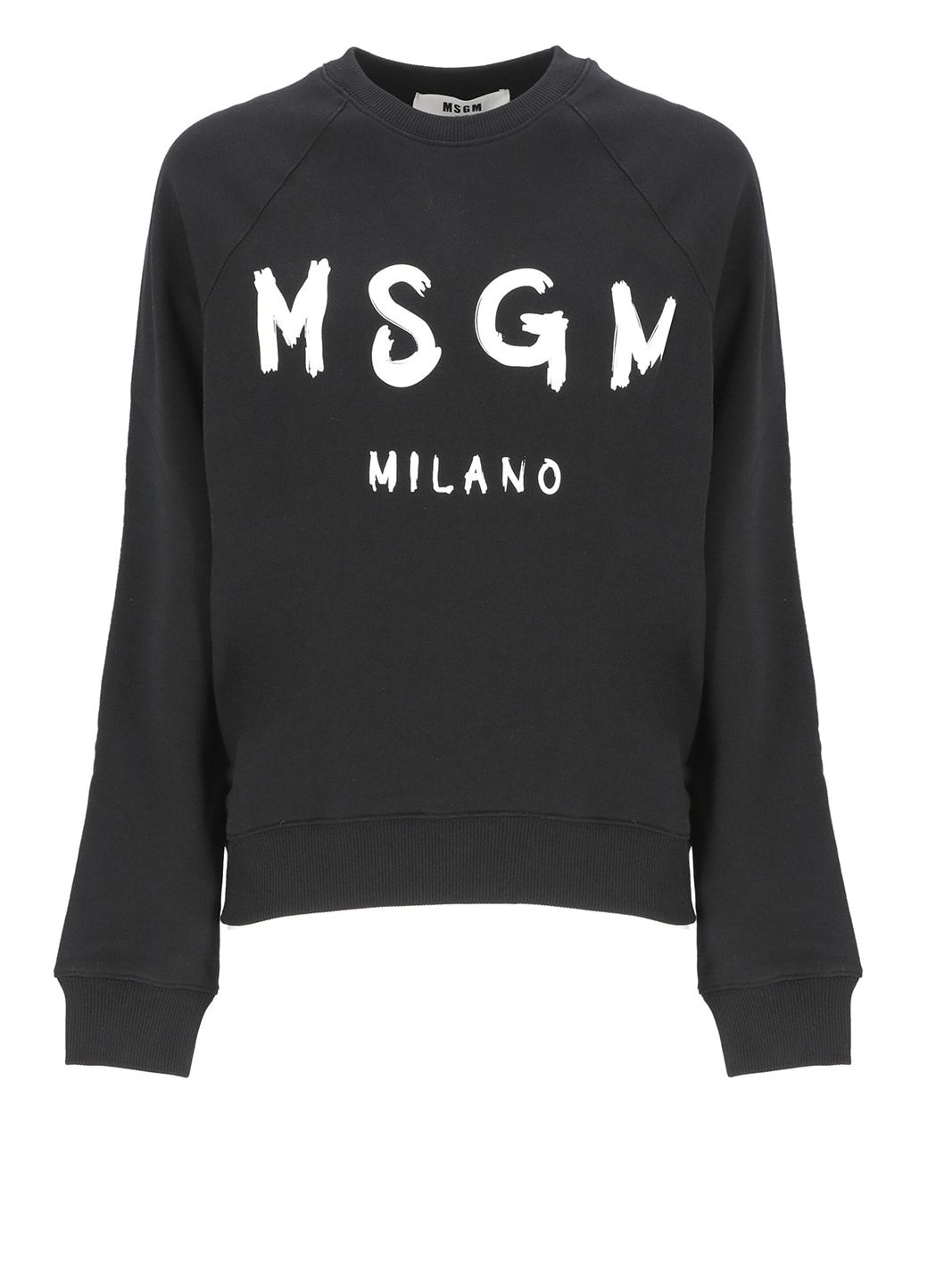 Msgm Logo Printed Cotton Sweatshirt In Black