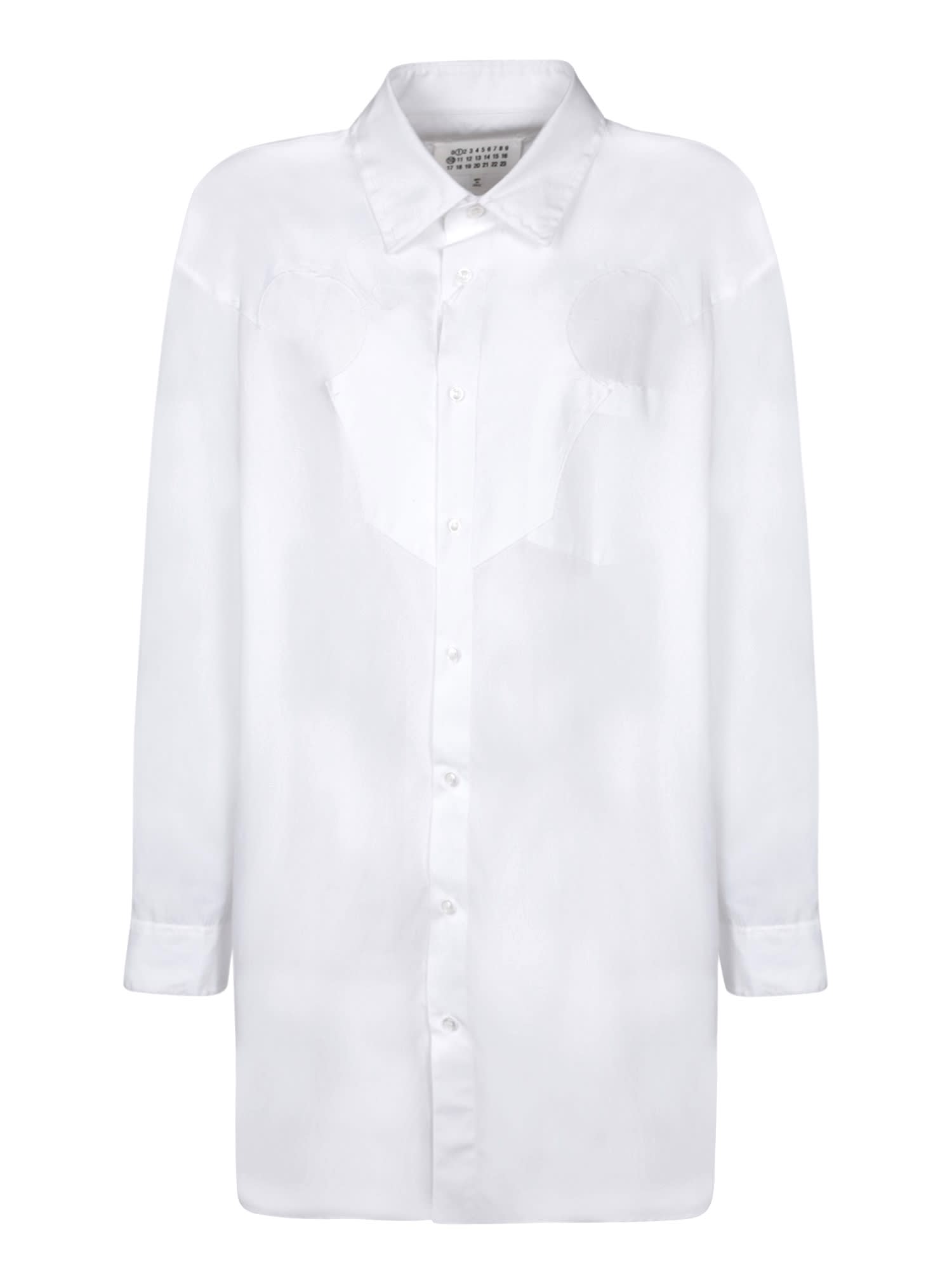 Handle Stitching White Dress Shirt