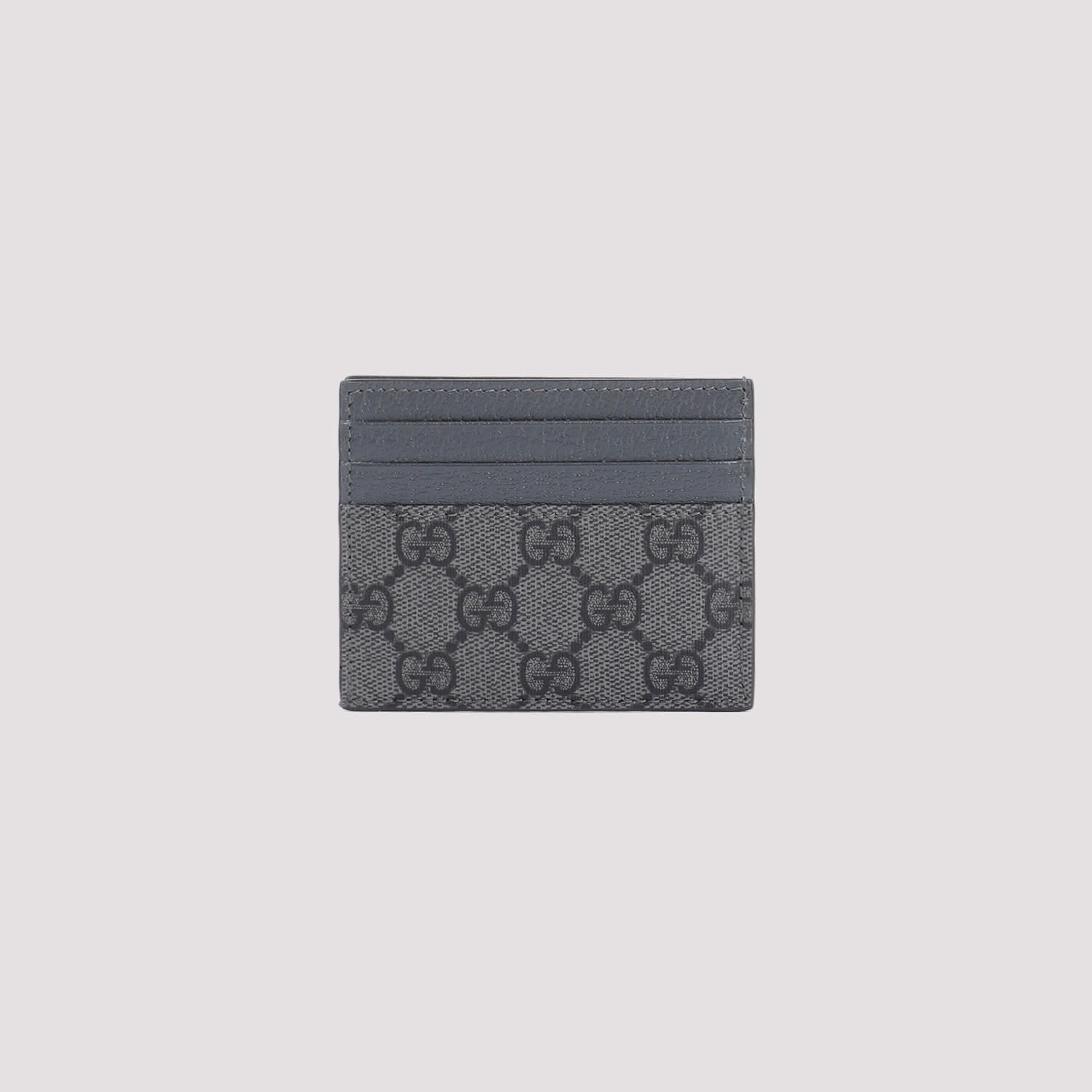 Shop Gucci Gg Supreme Card Case In Grey Black Grap.grey