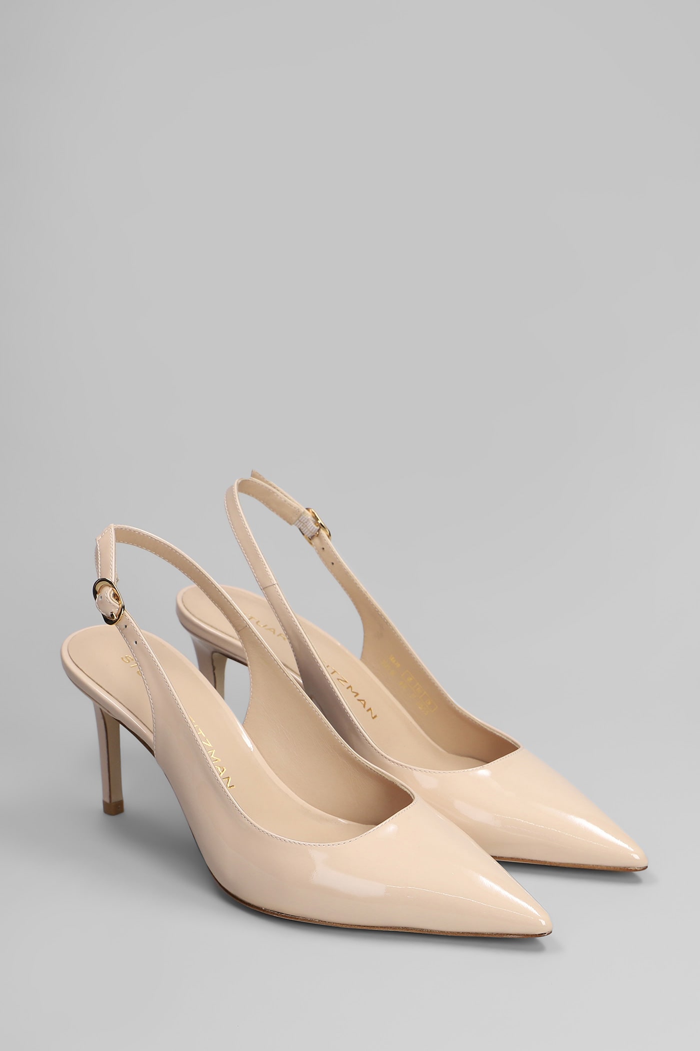 Stuart Weitzman Stuart Power Slgbk 7 Pumps In Beige Patent Leather In Beige