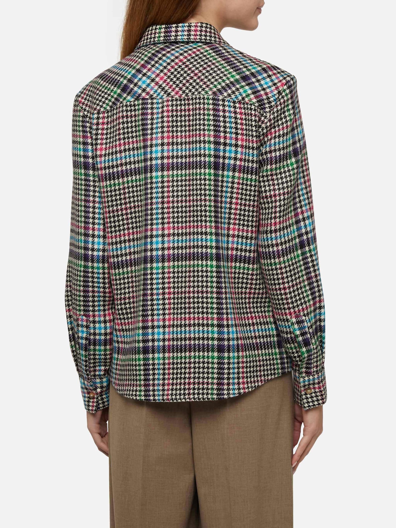 MC2 SAINT BARTH WOOL SHIRT DEER WITH PRINCE OF WALES PRINT