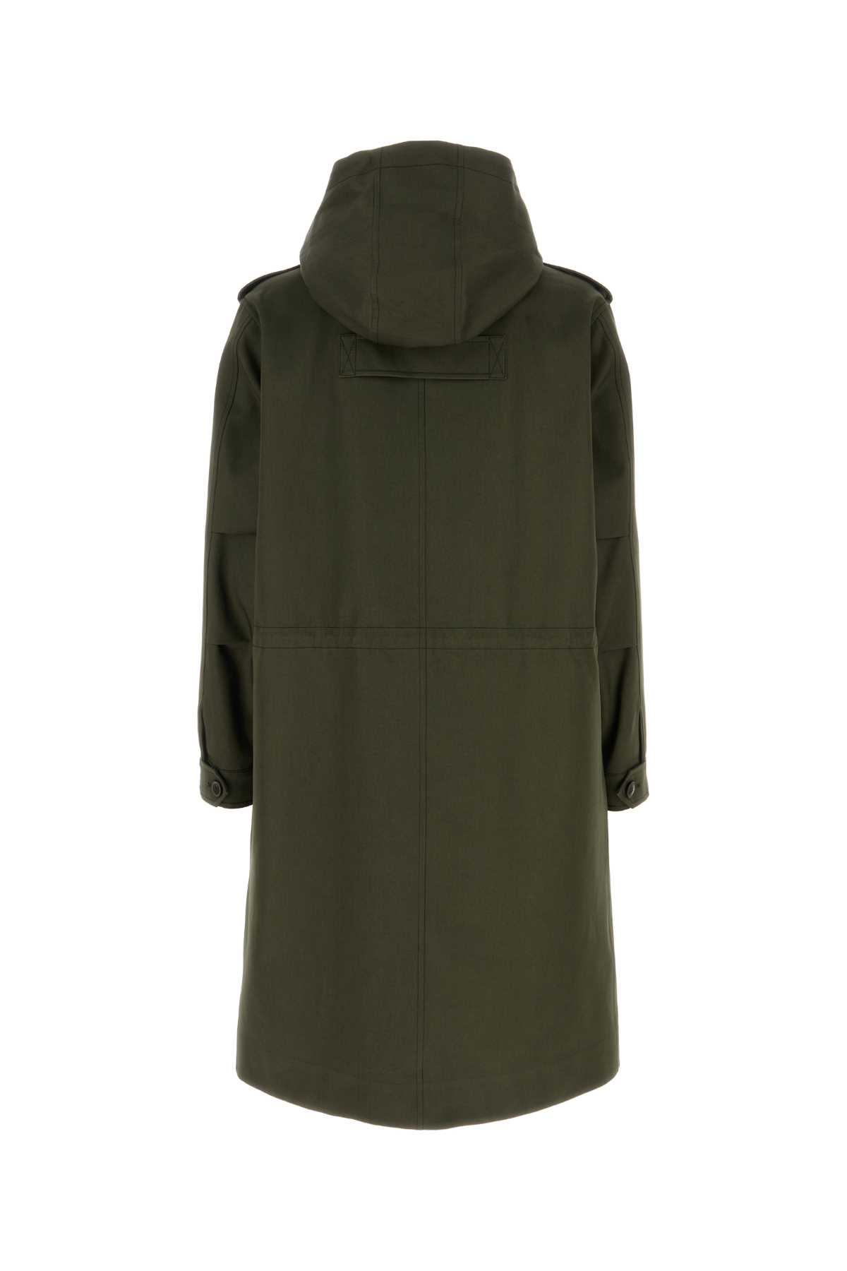 Shop Valentino Army Green Cotton Trench Coat