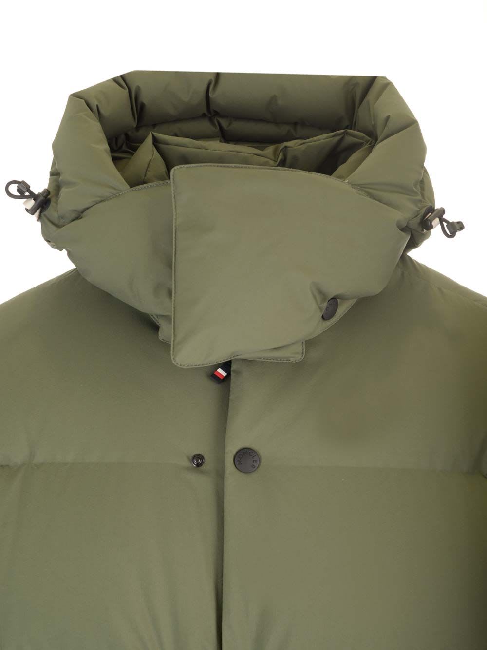 Shop Moncler Coraia Gore-tex Short Down Jacket In Green