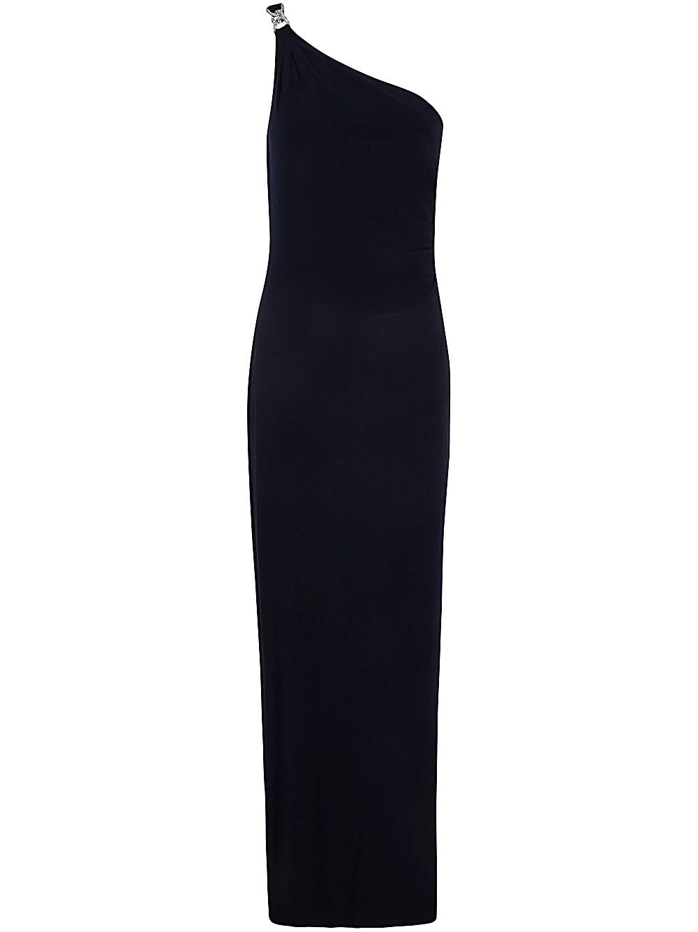 Shop Ralph Lauren Belina One Shoulder Evening Dress In Lighthouse Navy