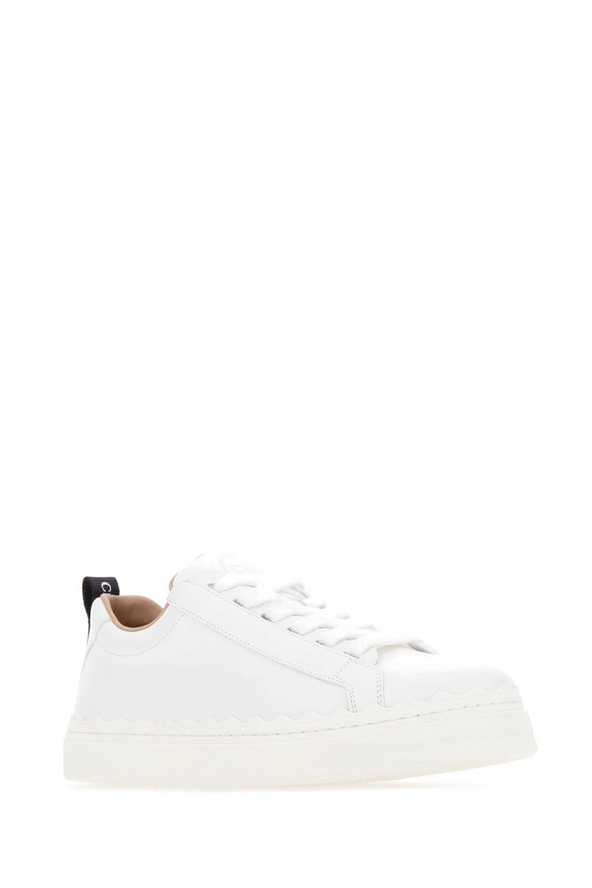 Shop Chloé White Leather Lauren Sneakers In 101