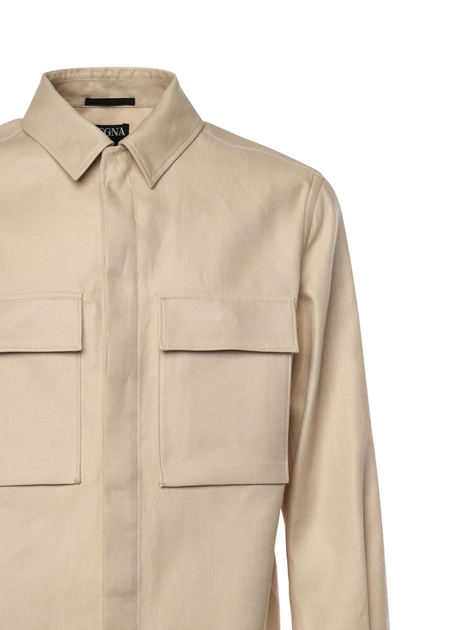 Shop Zegna Shirt With Pockets In Beige