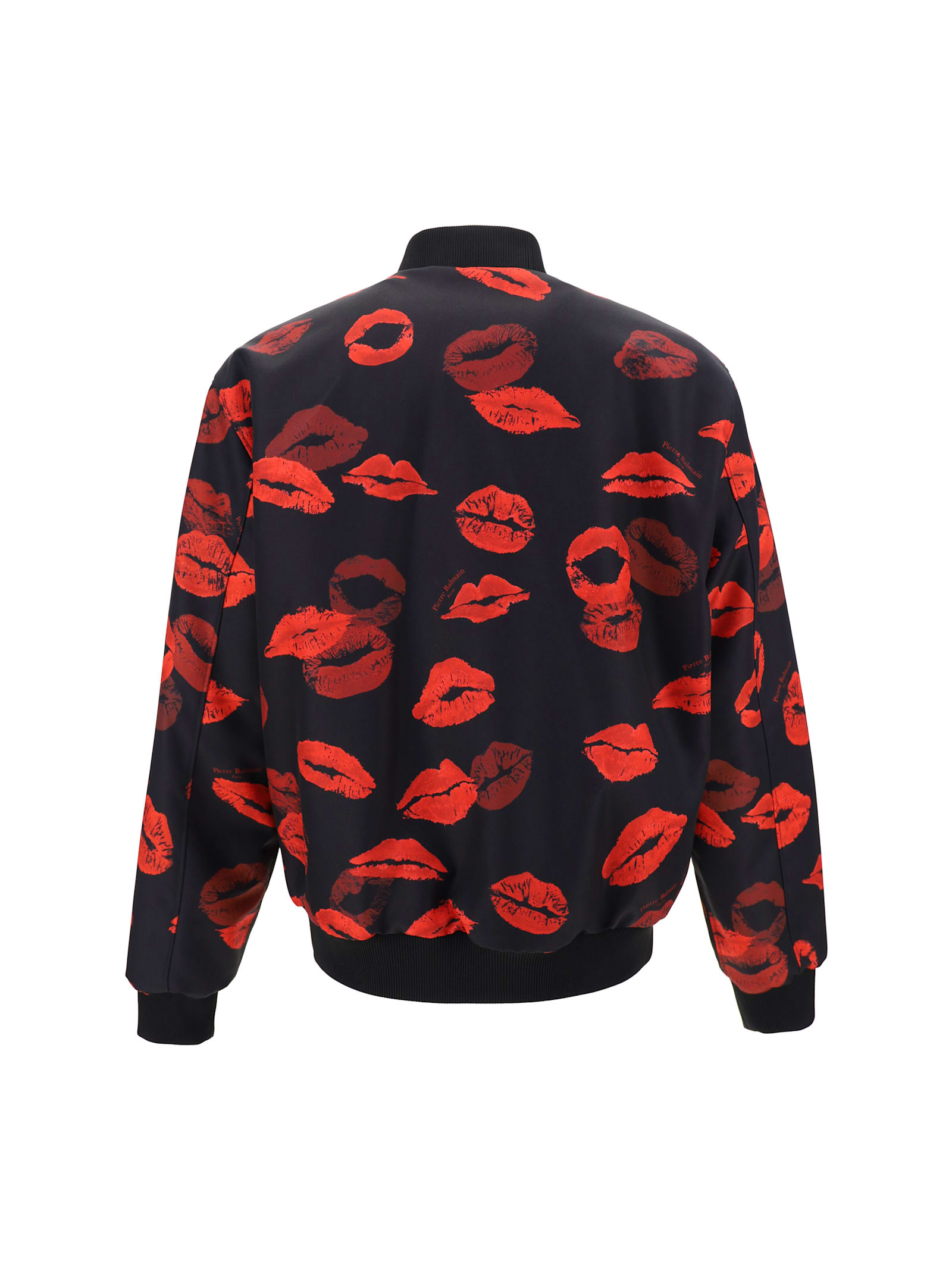 Shop Balmain Reversible Bomber Jacket In Emf Noir/rouge Vif