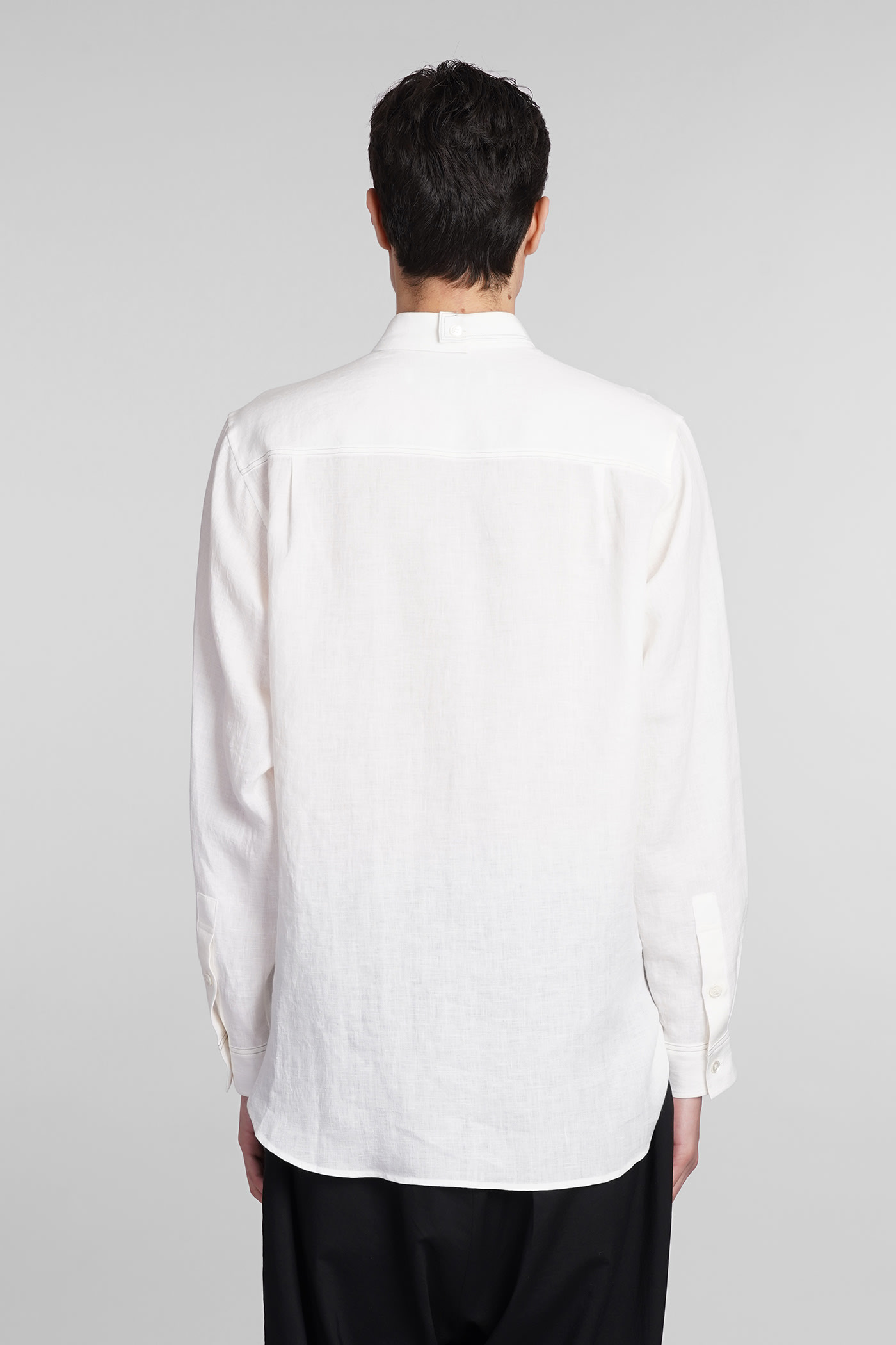 Shop Yohji Yamamoto Shirt In White Linen