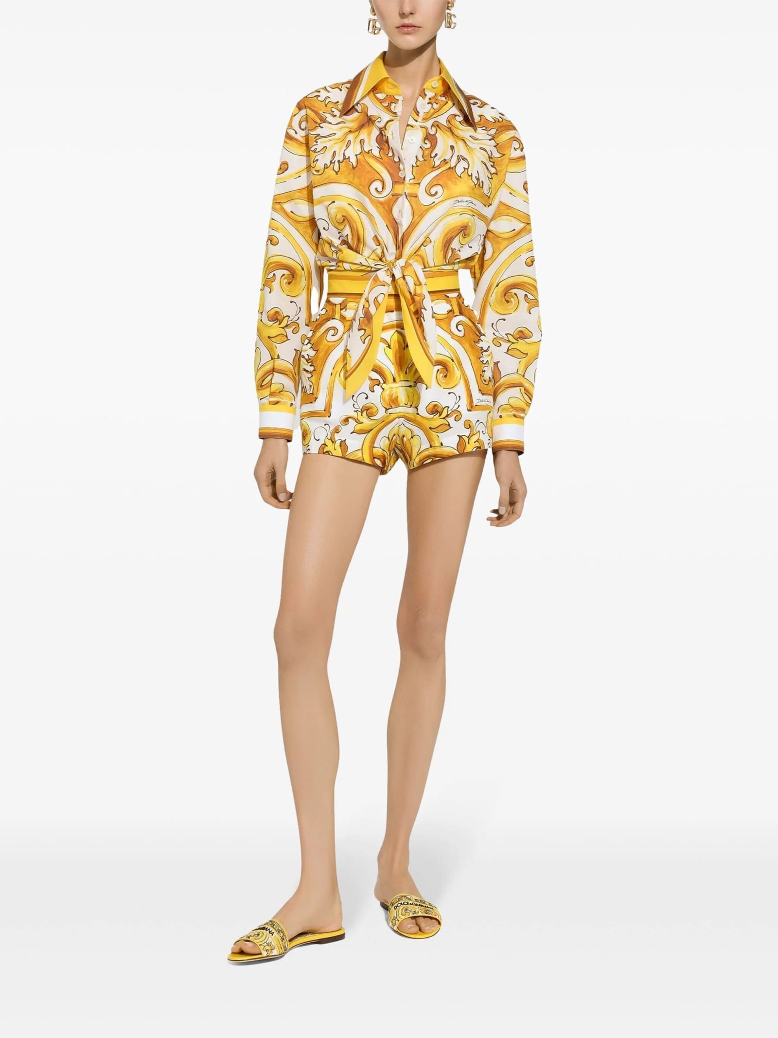 Shop Dolce & Gabbana Camicia St Maiolica In Dq Giallo