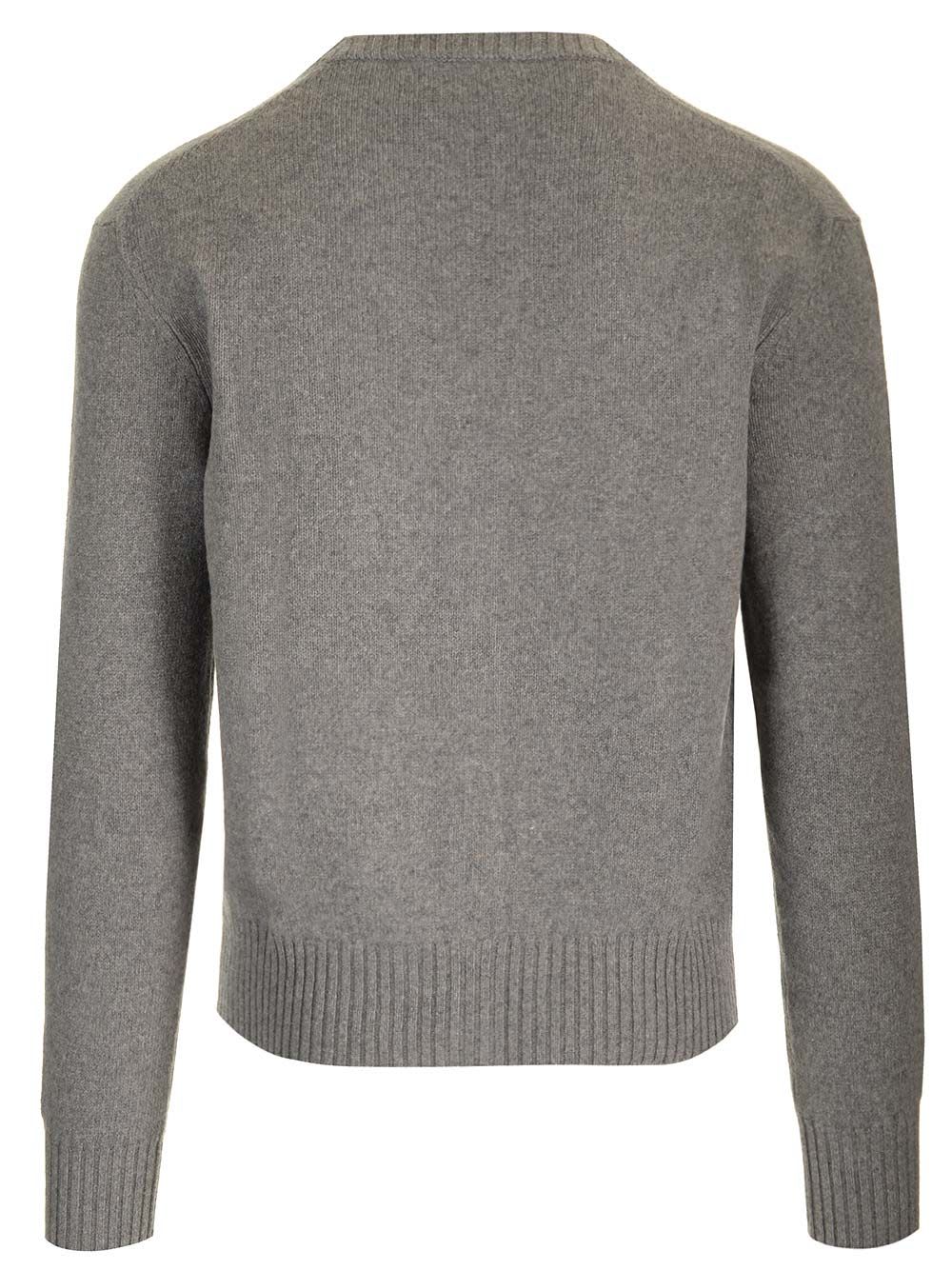 Shop Ami Alexandre Mattiussi Wool And Cashmere Cardigan In Grey