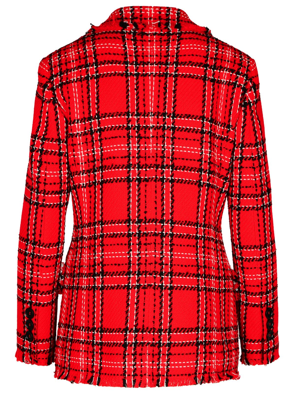 Shop Msgm Check Red Cotton Blend Blazer