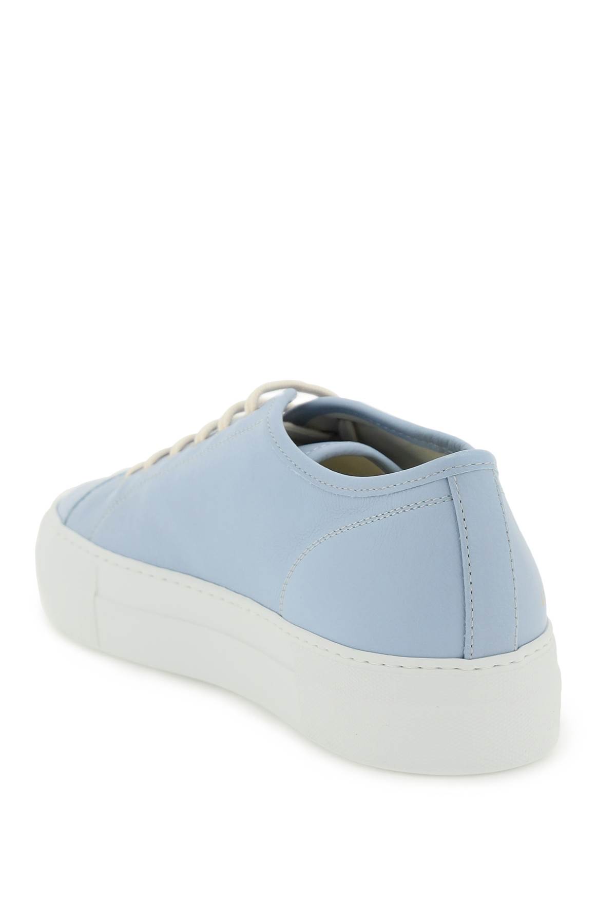 Shop Common Projects Leather Tournament Low Super Sneakers In Baby Blue (light Blue)