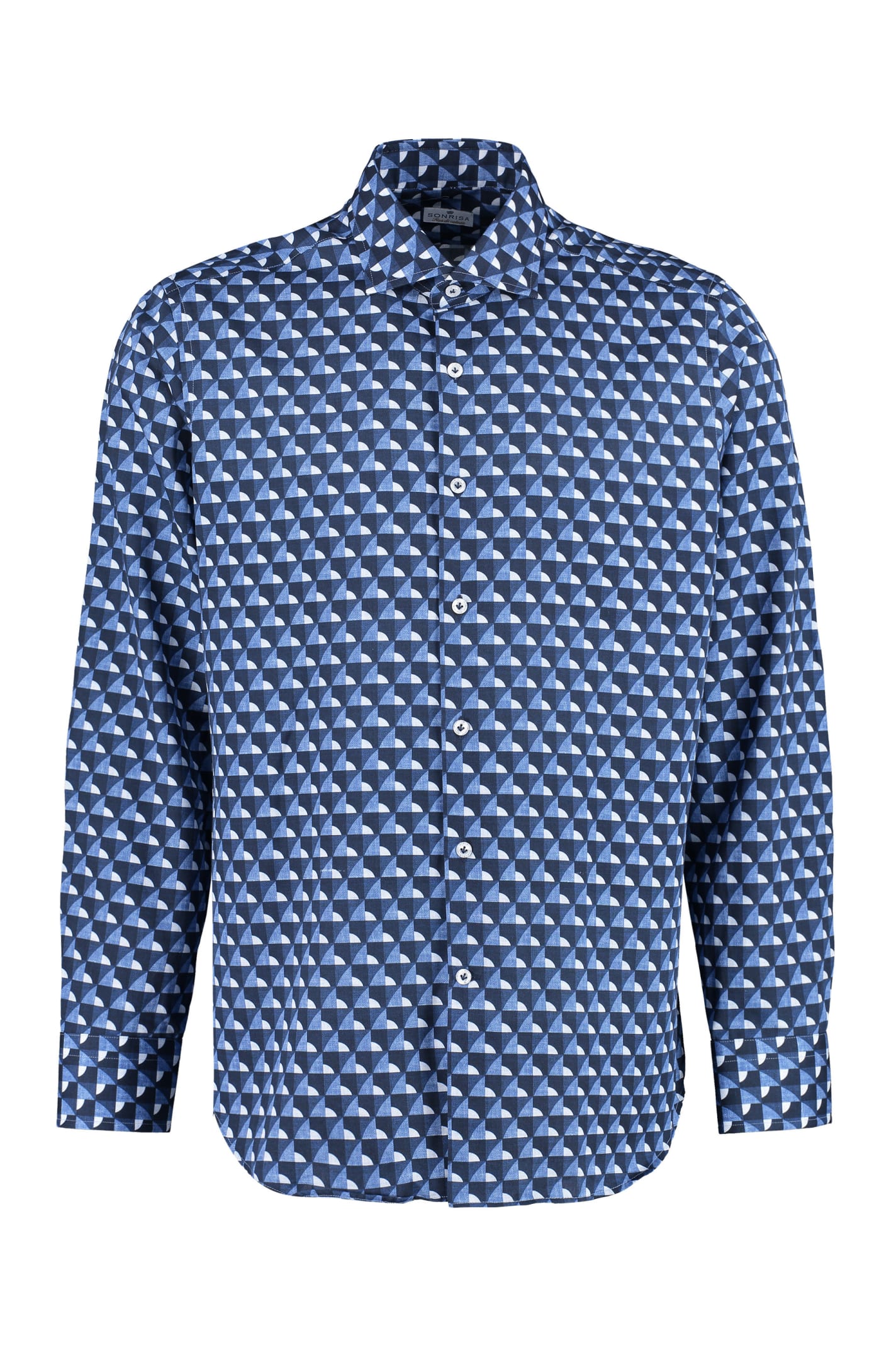 Sonrisa Cotton Jersey Shirt Micro Design / Light Blue