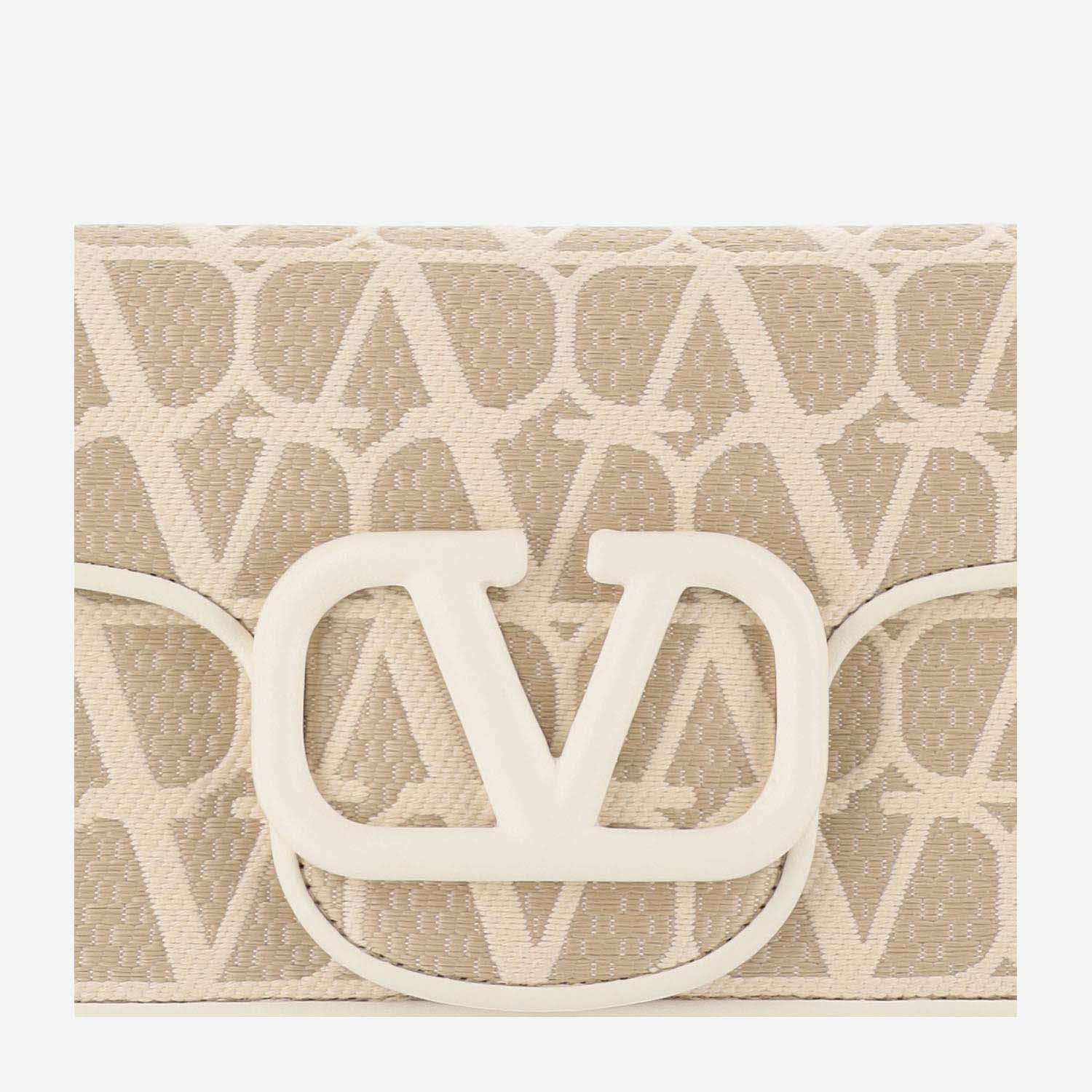 Shop Valentino Locò Shoulder Bag In Raffia Toile Iconographe In Ivory