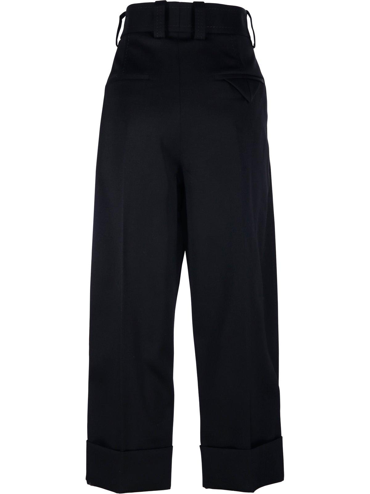 Shop Bottega Veneta Turn-up Hem Sartorial Trousers In Black