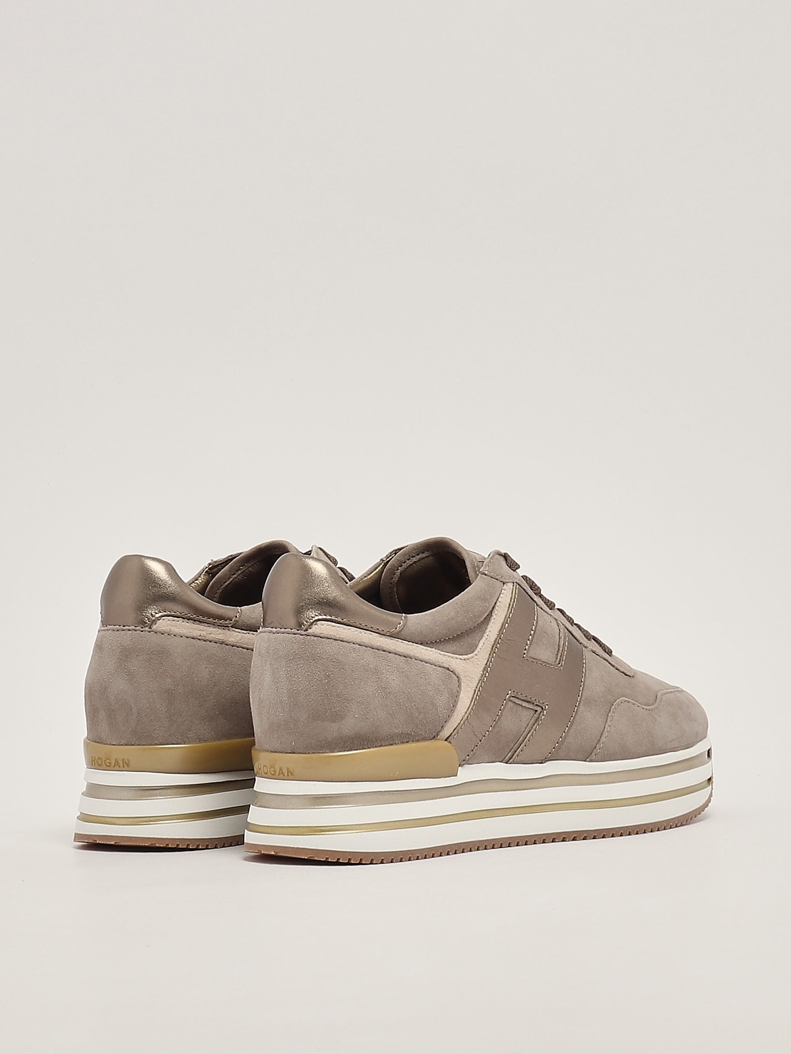 Shop Hogan Midi Platform H483 Sneaker In Tortora Scuro