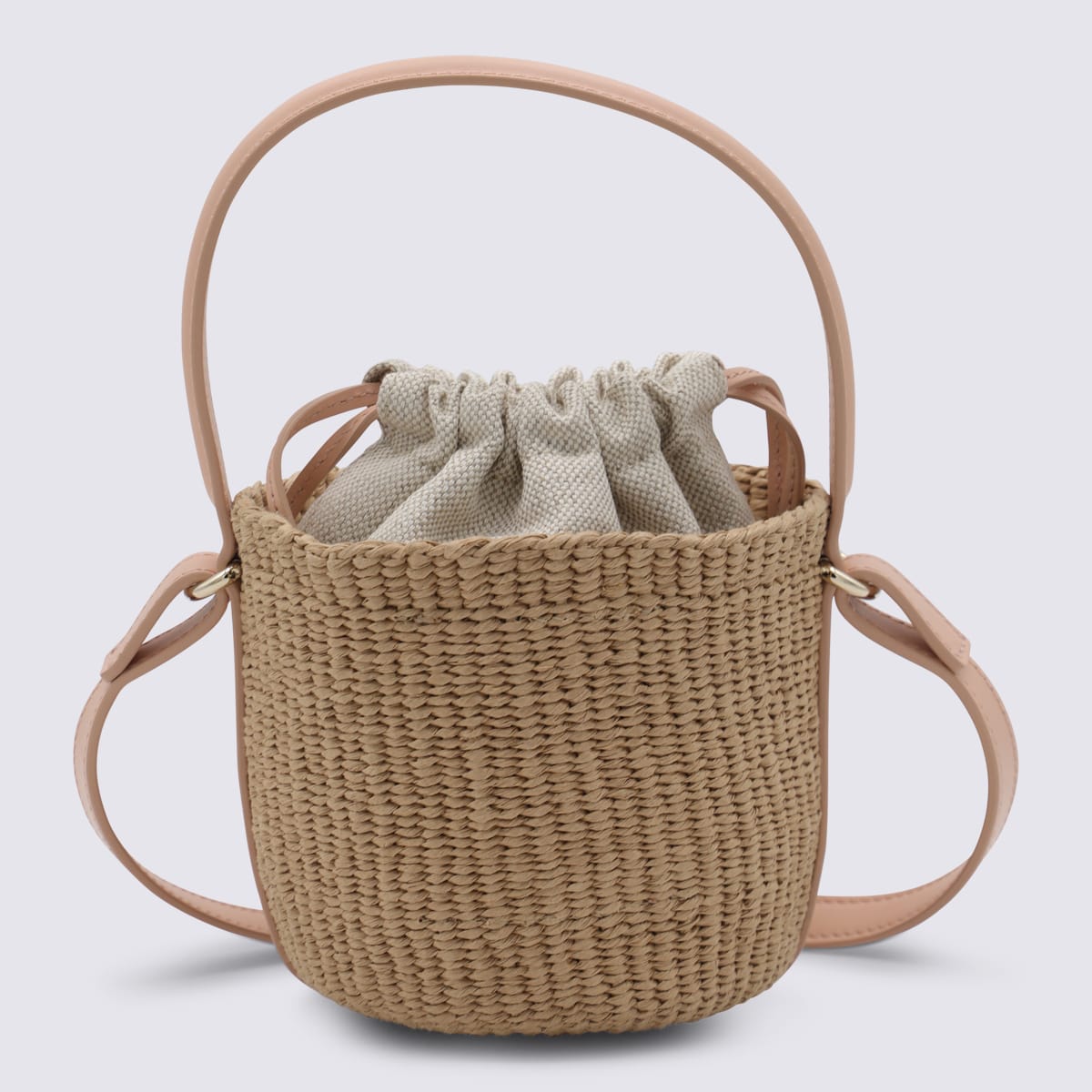 Shop Chloé Pink And Raffia Mini Horse Satchel