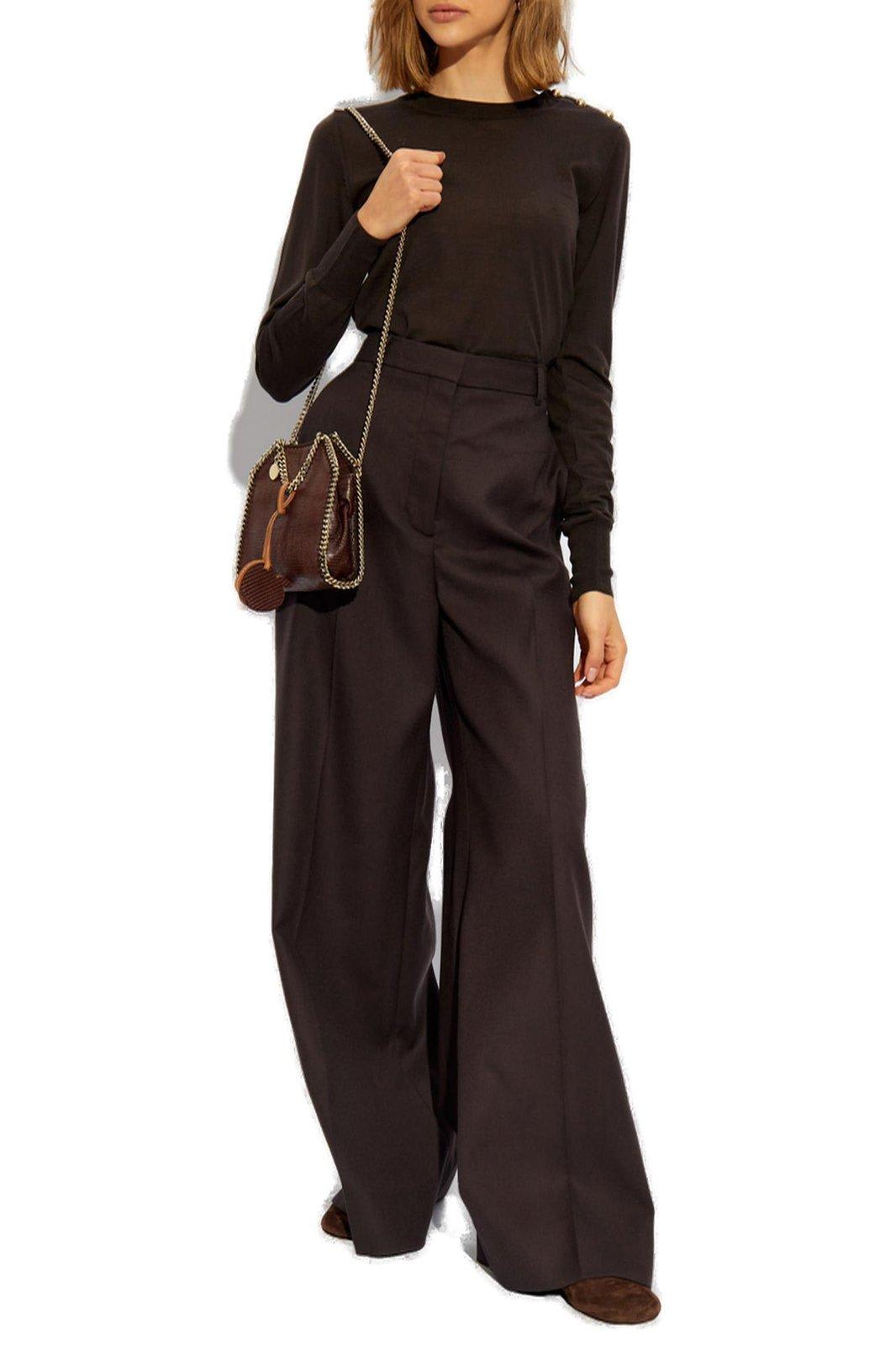 Stella Mccartney Long-sleeved Crewneck Jumper In Chocolate Brown