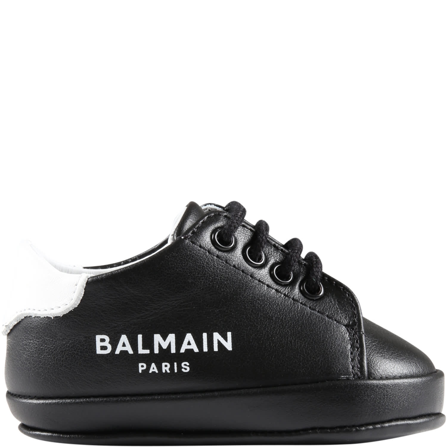 Balmain Black Sneakers For Baby Boy With White Logo