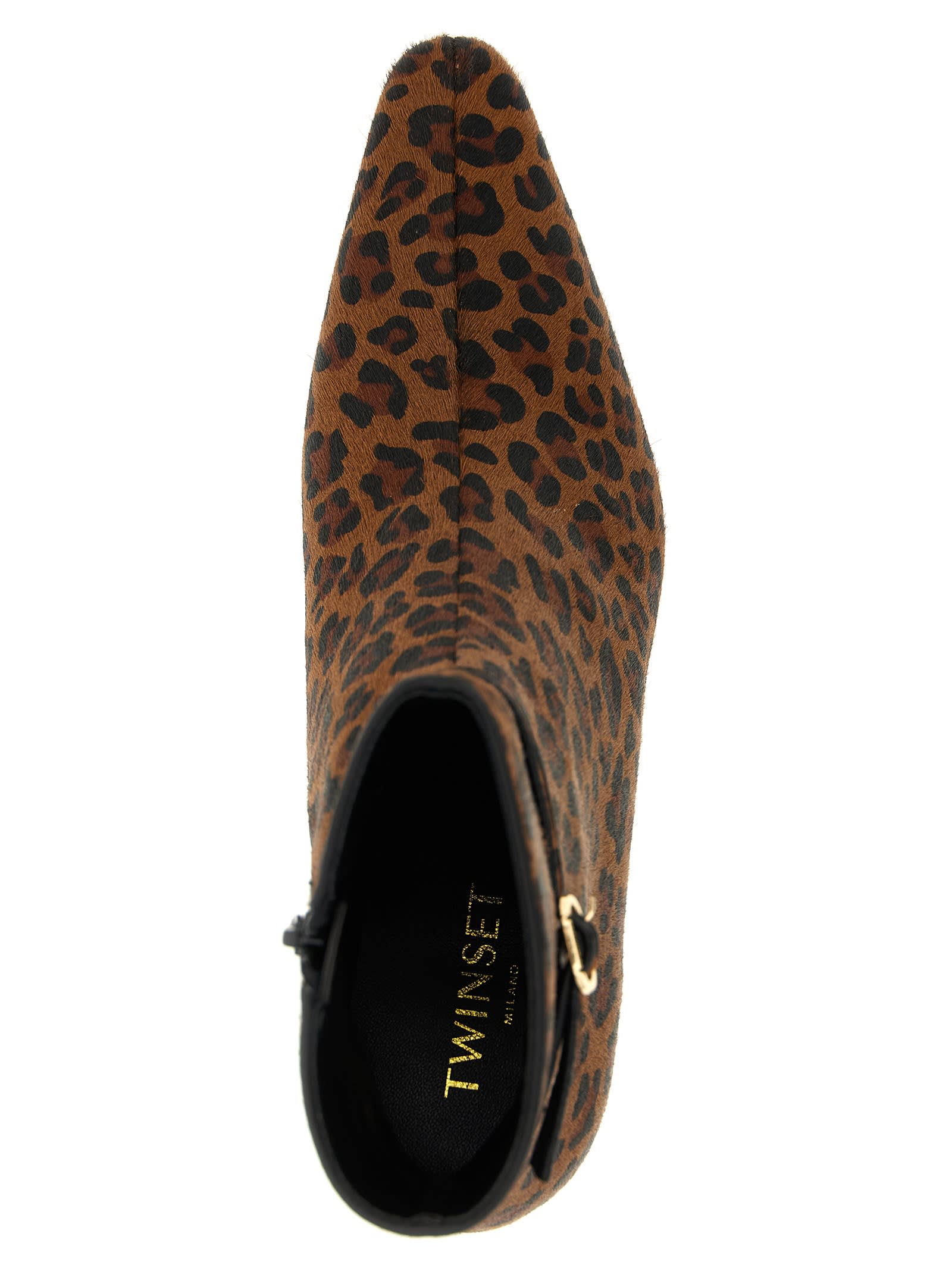 Twinset 70mm Leopard-print Boots In Brown